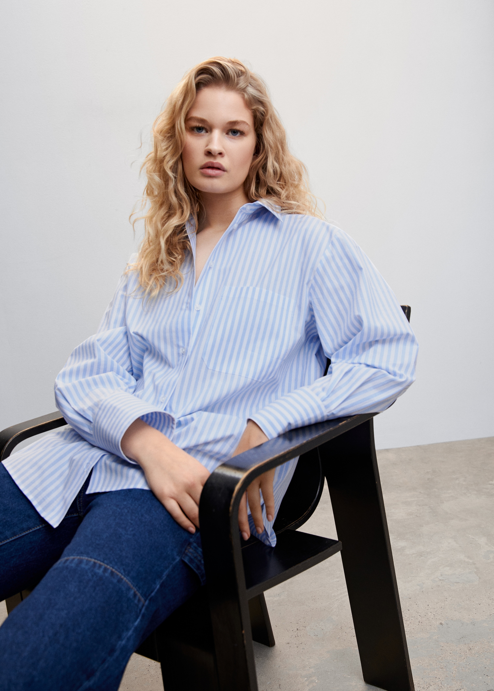 Oversize striped shirt Women MANGO Niger - Main Image