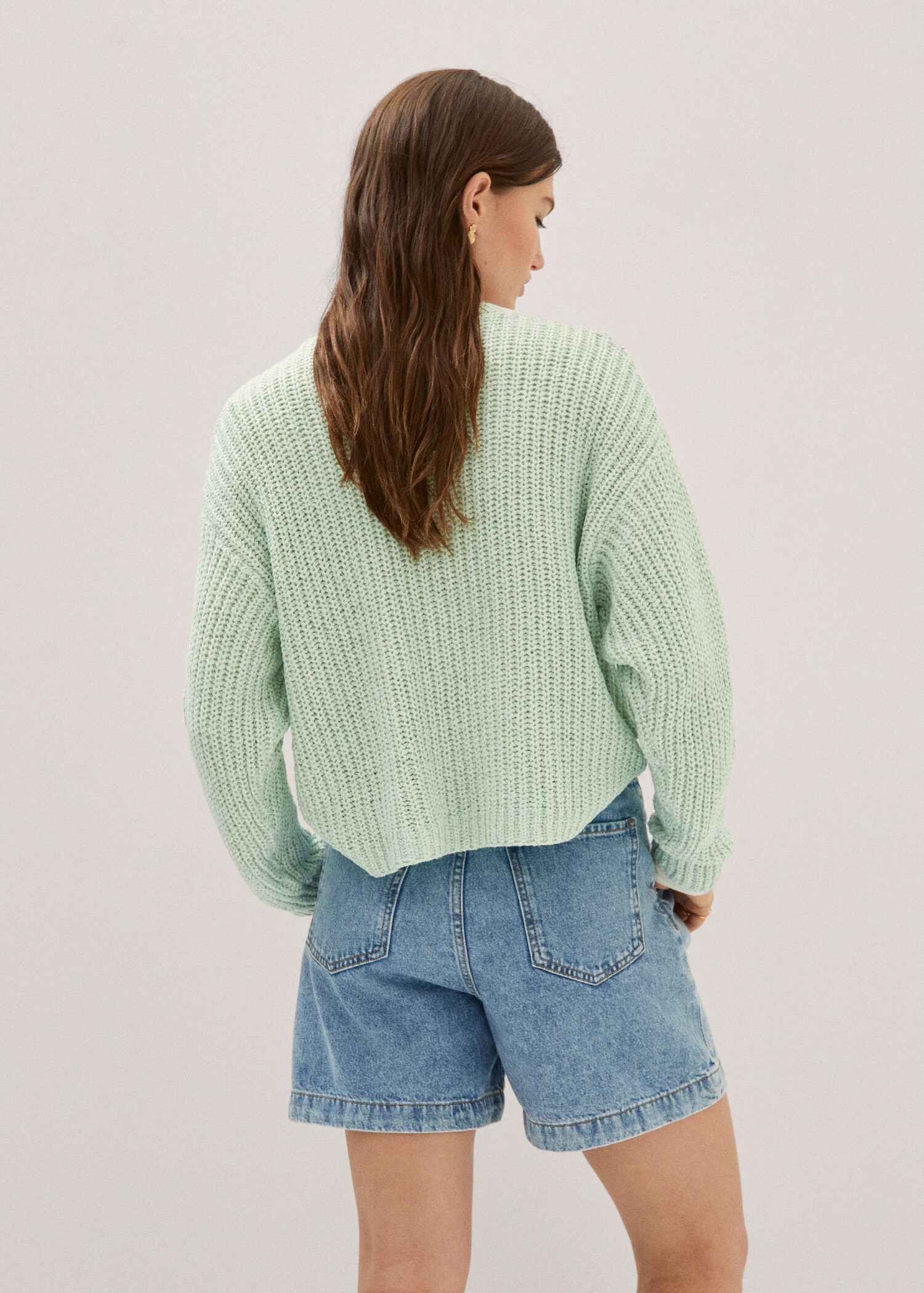 Pulover din tricot cu guler rotund - Spatele articolului