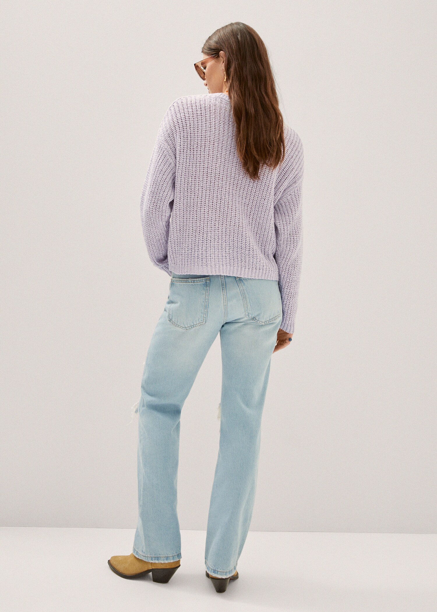Round-neck knitted sweater  - Reverse of the article