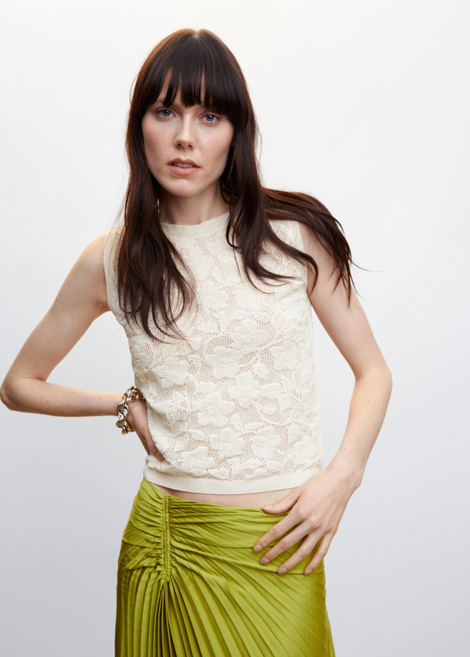 Floral openwork knitted top - Medium plane