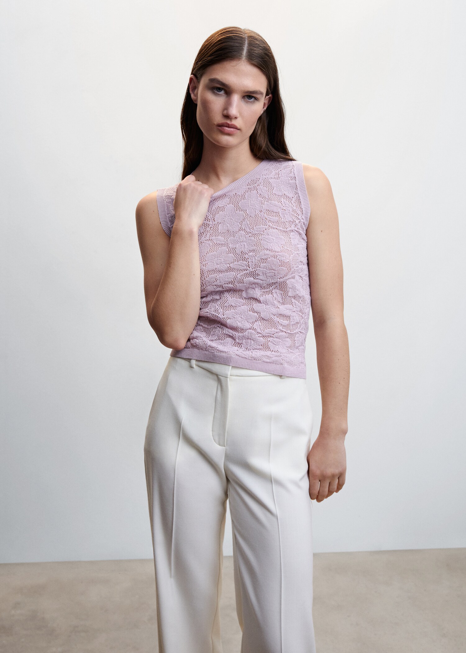 Floral openwork knitted top - Medium plane
