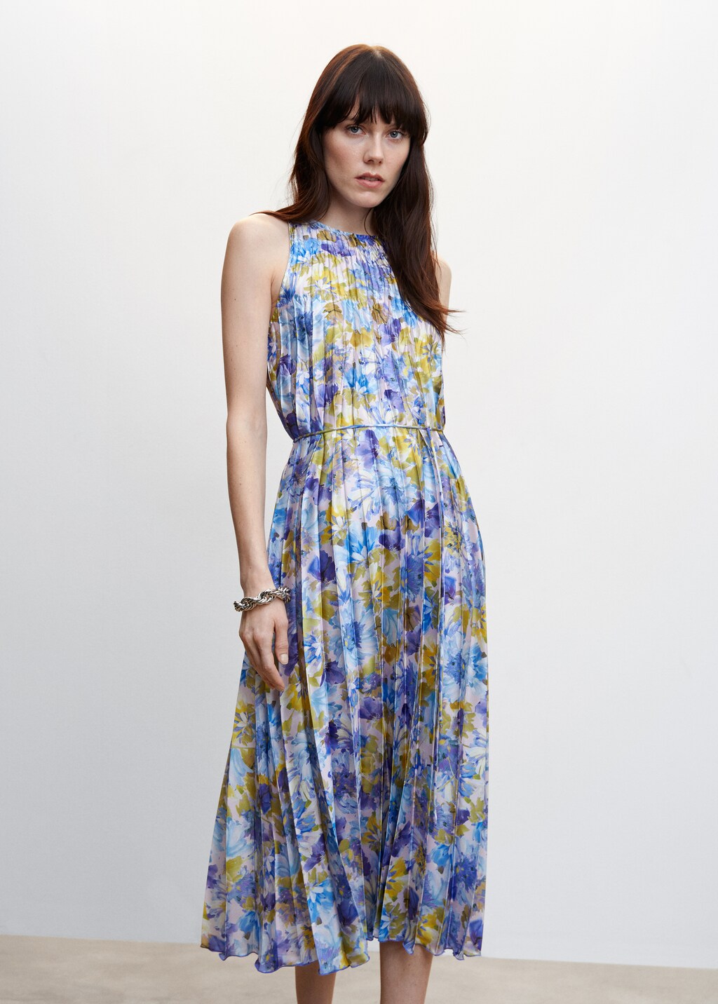 Robe plissee imprimee