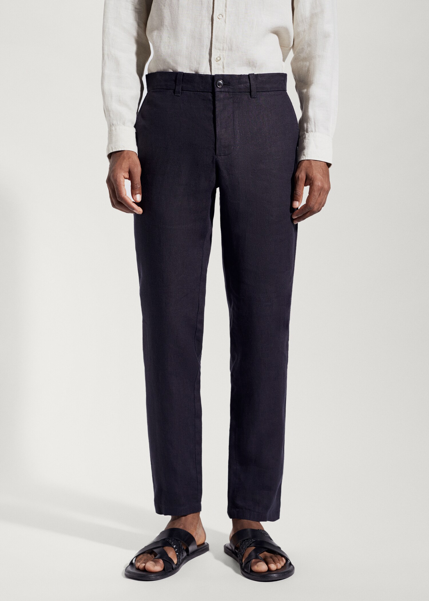 Slim Fit-Hose aus 100 % Leinen - Mittlere Ansicht