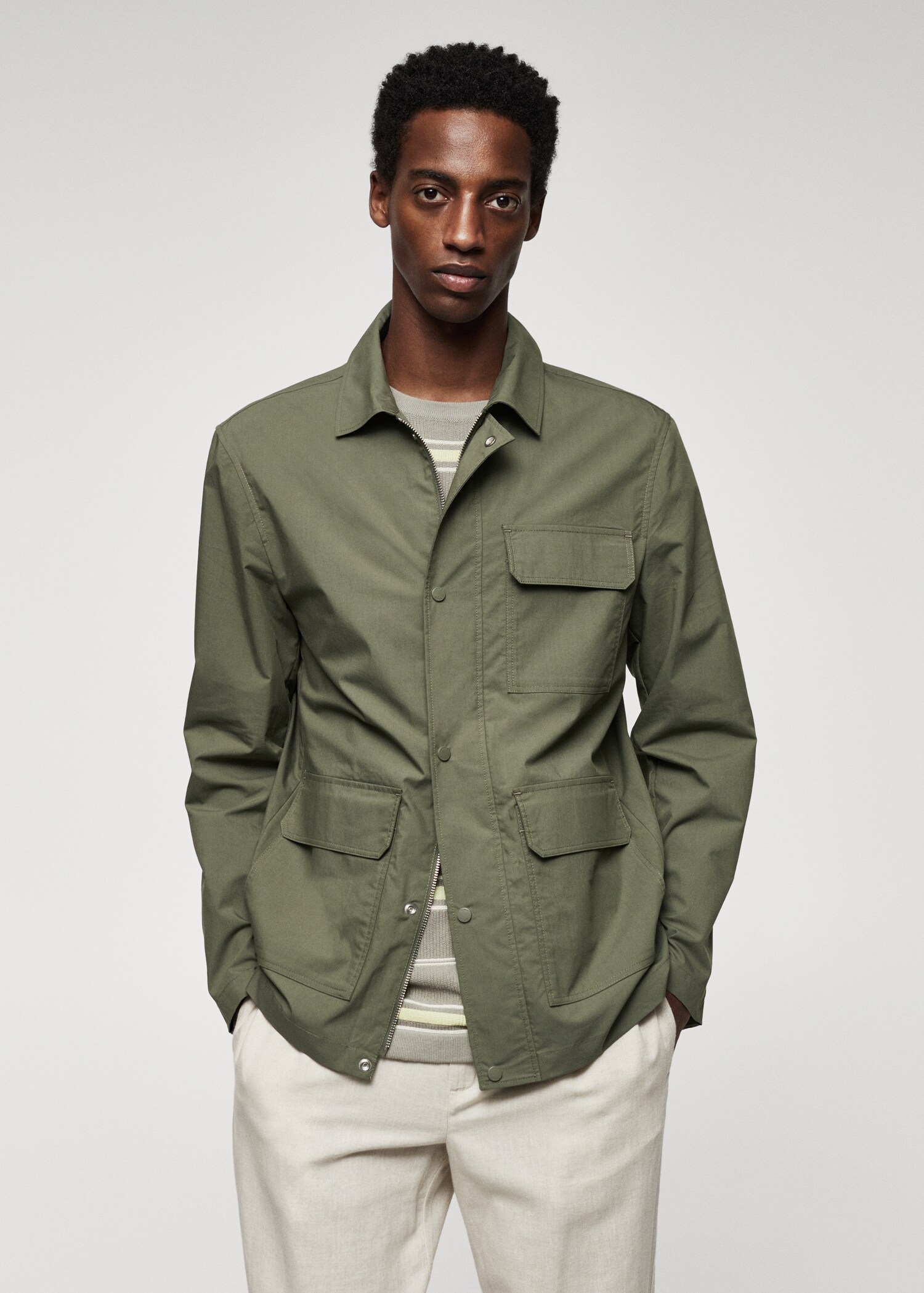 Light cotton jacket with pockets - Medium plane