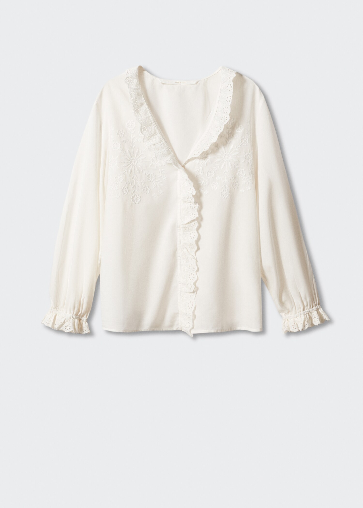 Embroidered puff-sleeve blouse - Article without model