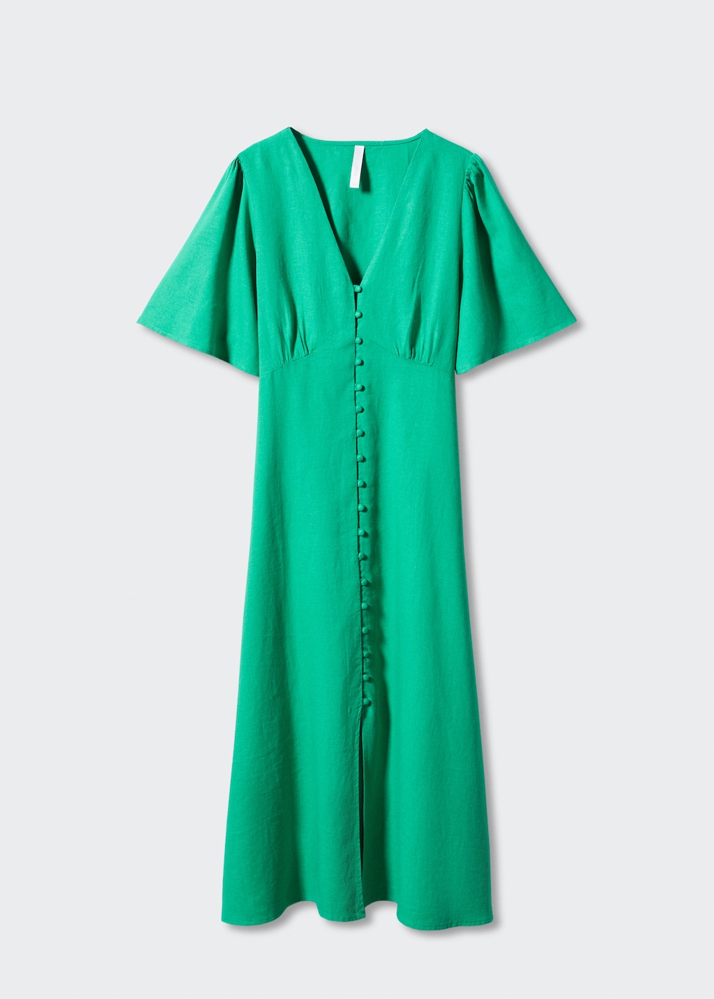 Buttoned linen blend dress Women MANGO Montenegro