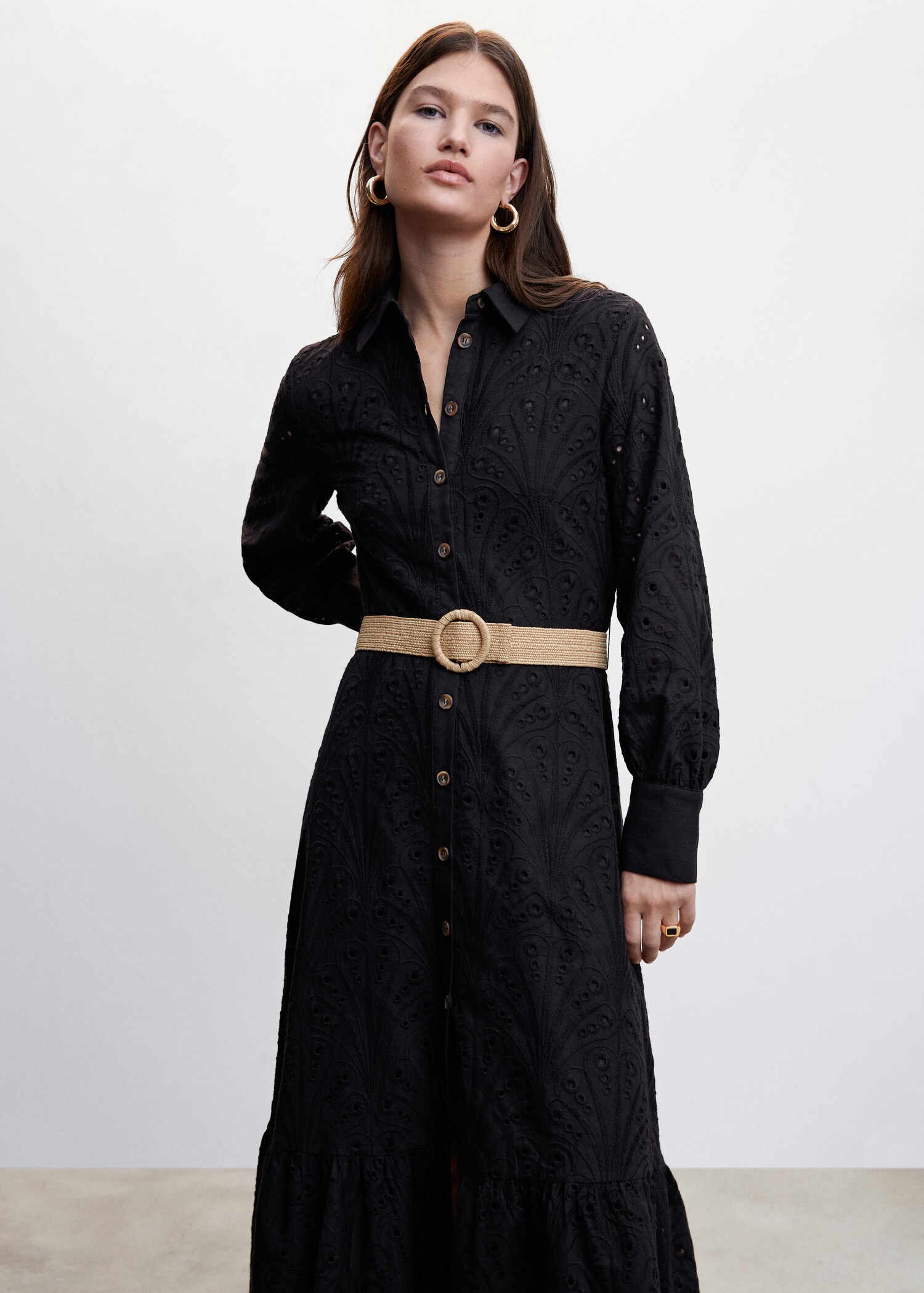 Openwork detail shirt dress - Medium plane