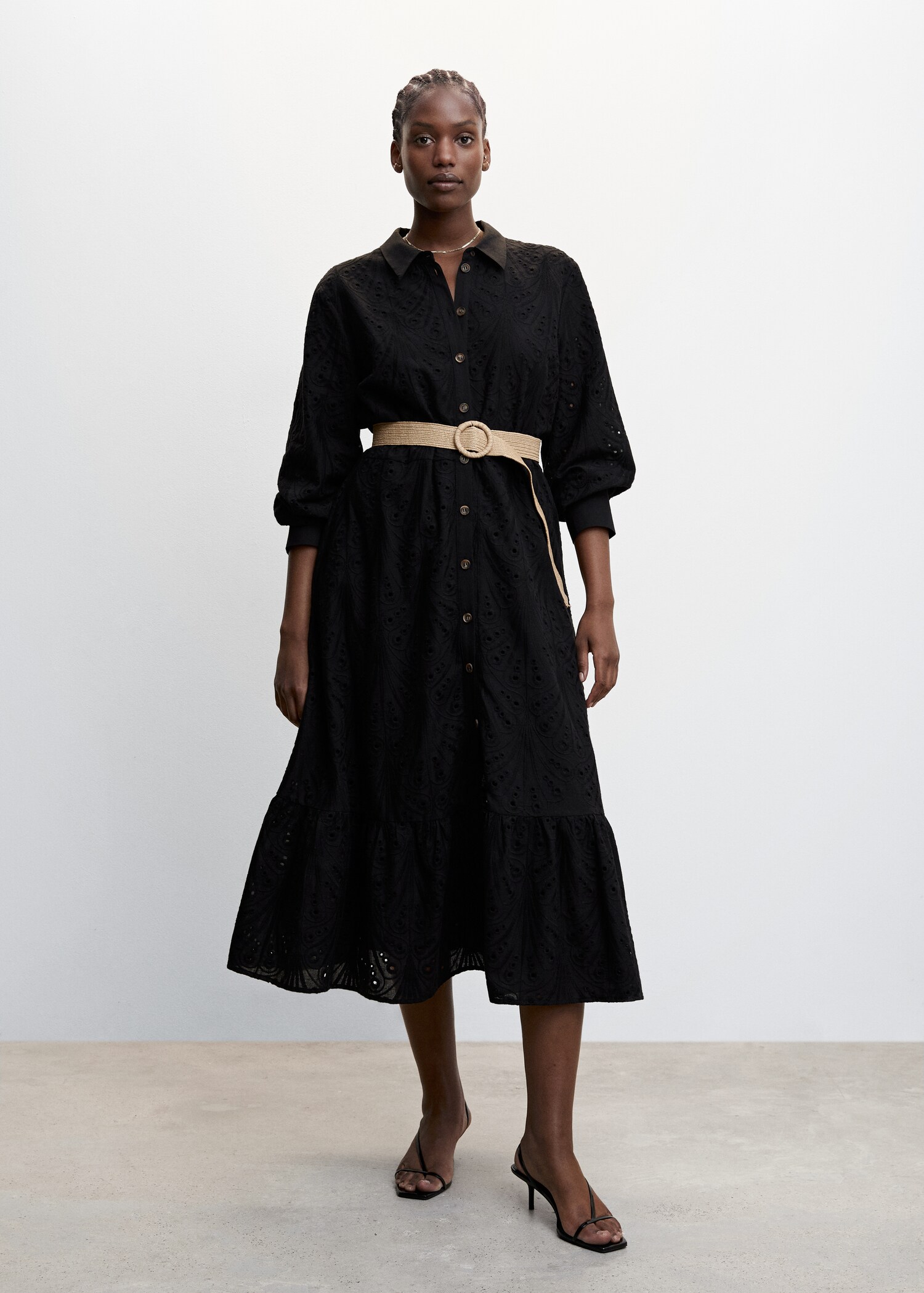 Openwork detail shirt dress - Details of the article 3