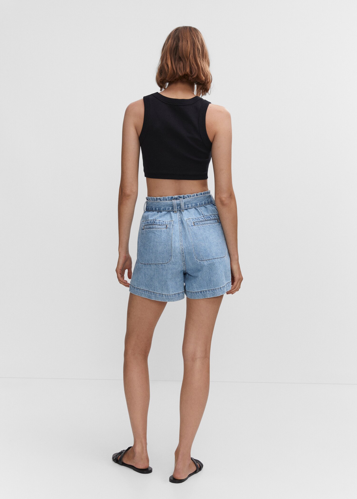 Paperbag denim shorts - Reverse of the article
