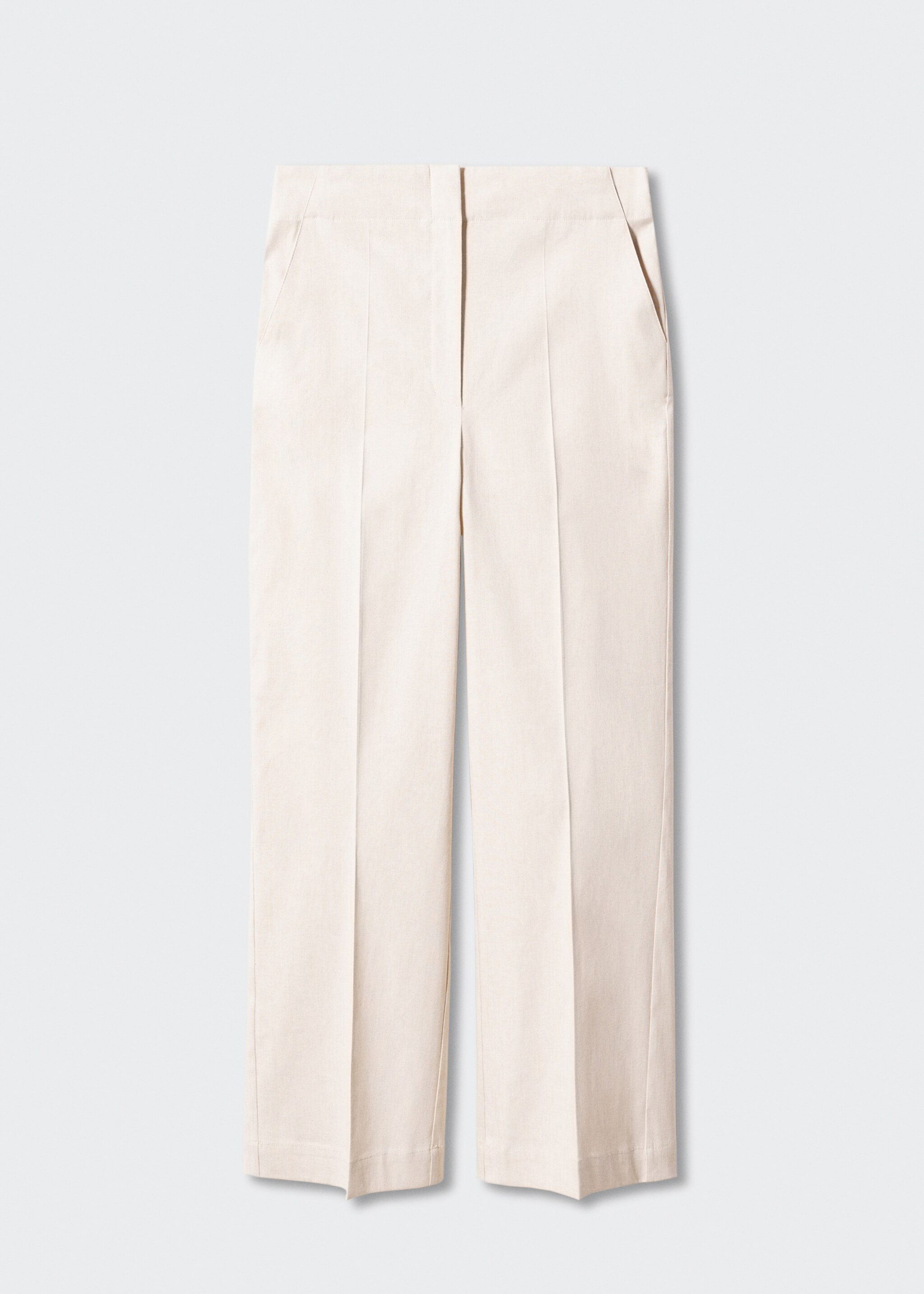 Straight linen-blend pants - Article without model, Light/Pastel Grey. Ref: 47007130-00.