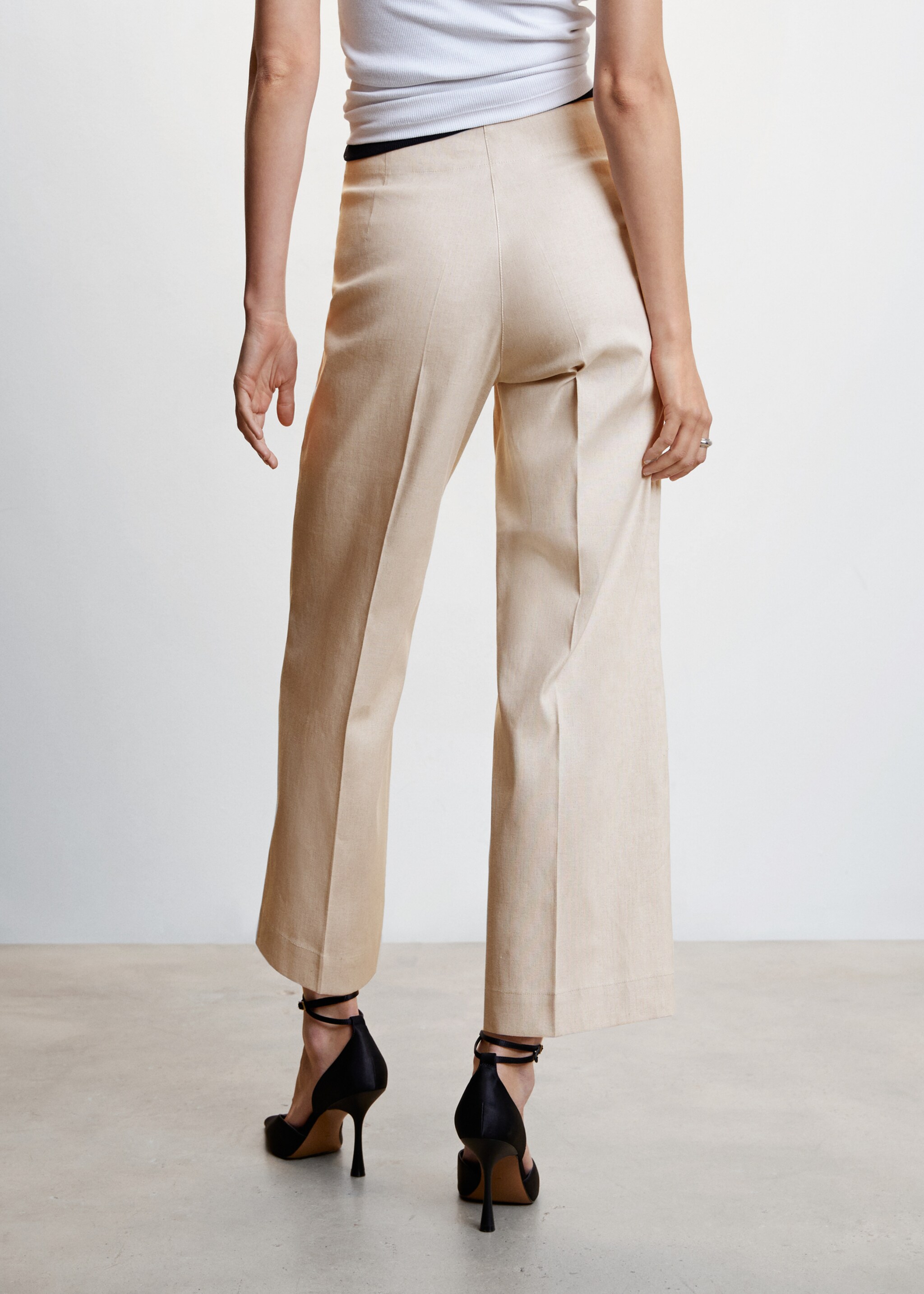 Straight linen-blend pants - Reverse of the article, Light/Pastel Grey. Ref: 47007130-00.