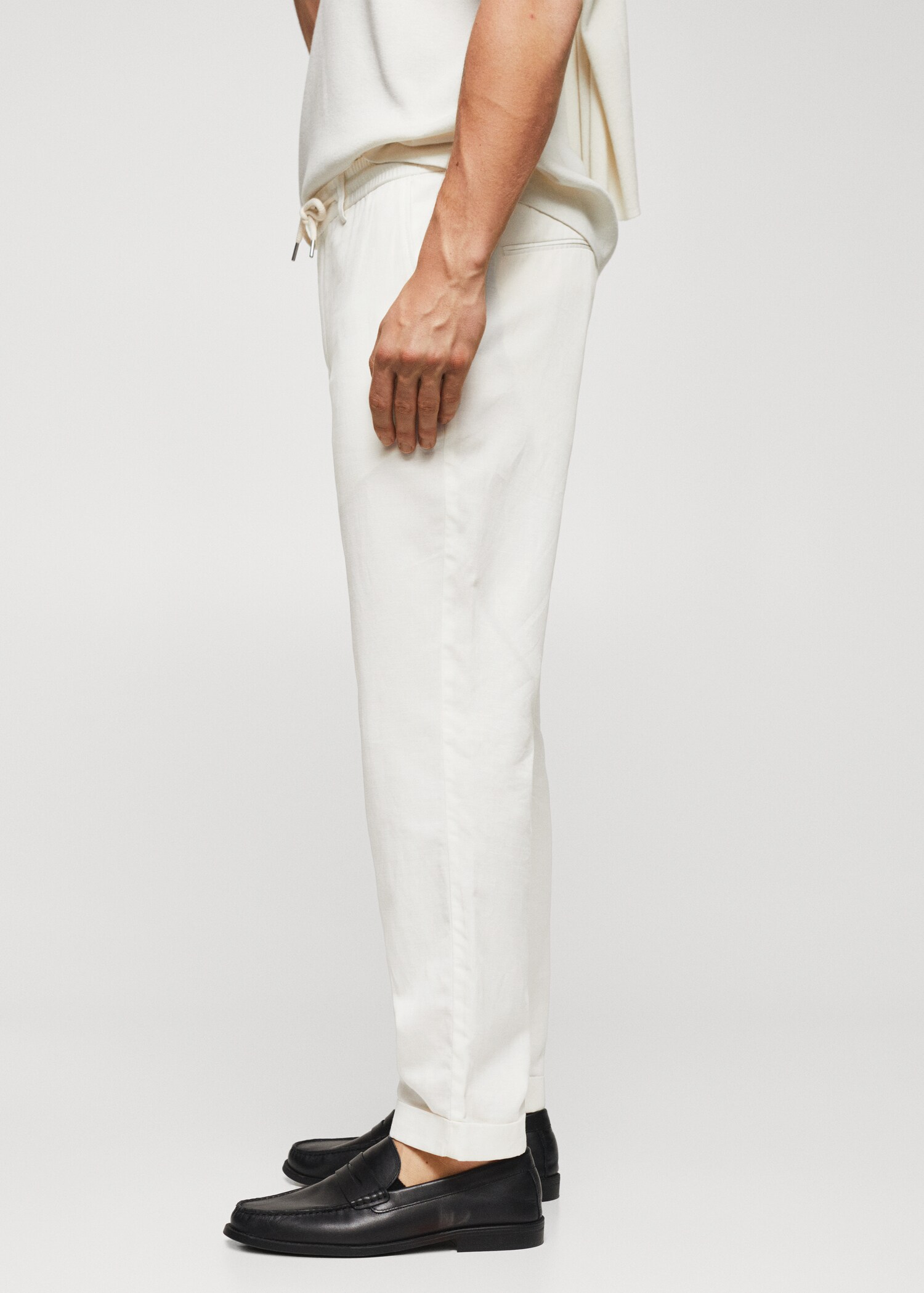 Linen drawstring trousers - lyocell - Details of the article 2