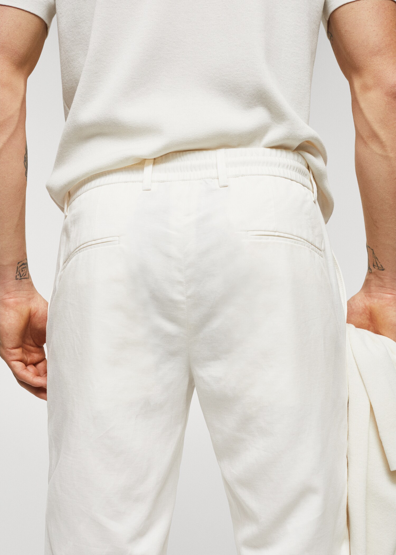 Linen drawstring trousers - lyocell - Details of the article 4
