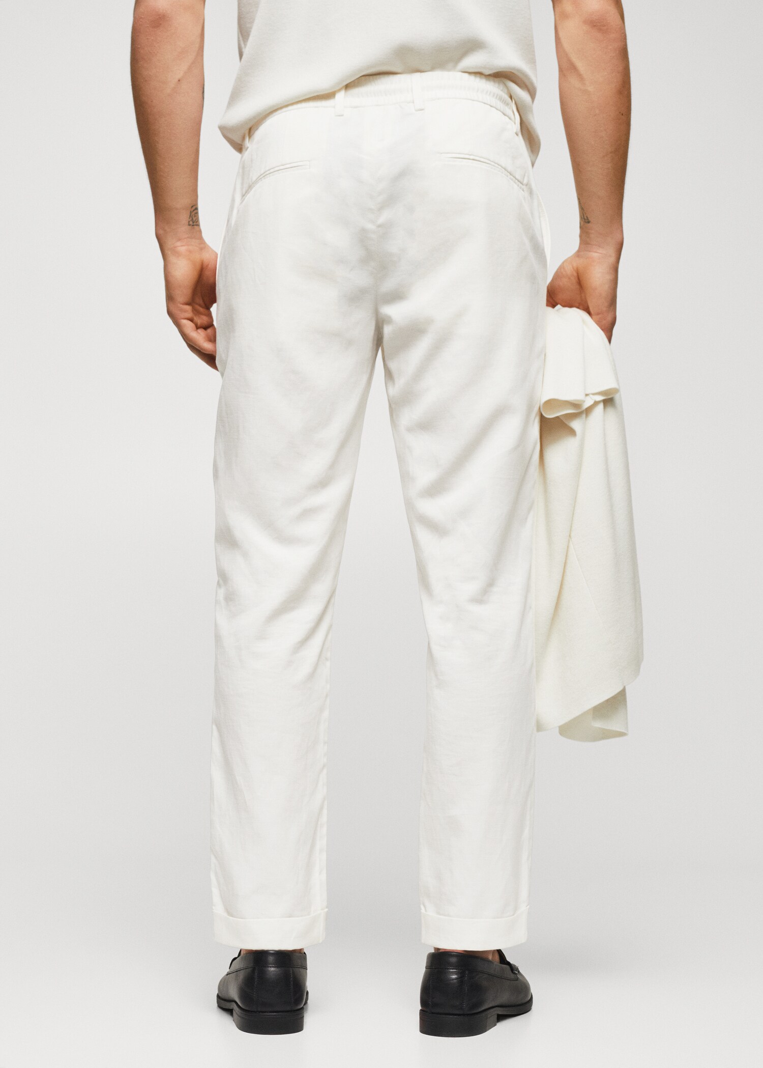 Linen drawstring trousers - lyocell - Reverse of the article