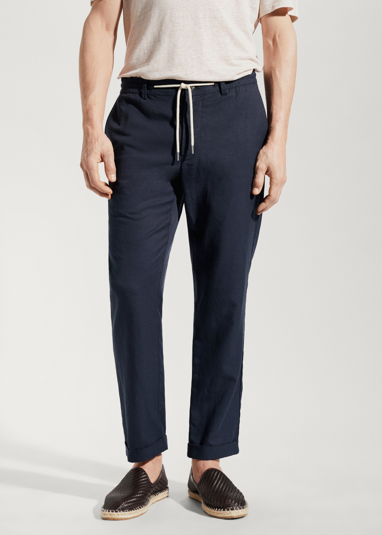 Linen drawstring trousers - lyocell - Medium plane
