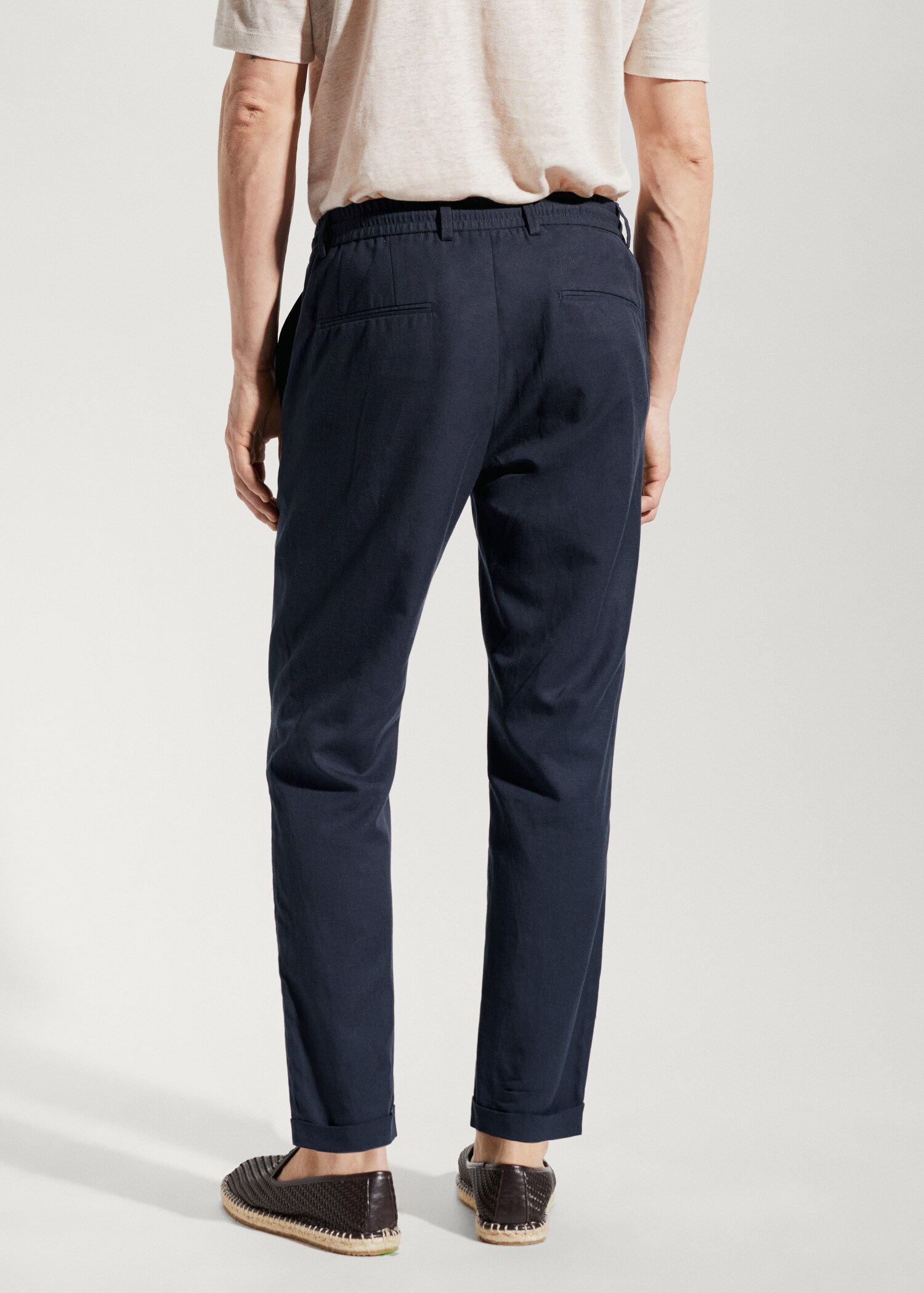 Linen drawstring trousers - lyocell - Reverse of the article