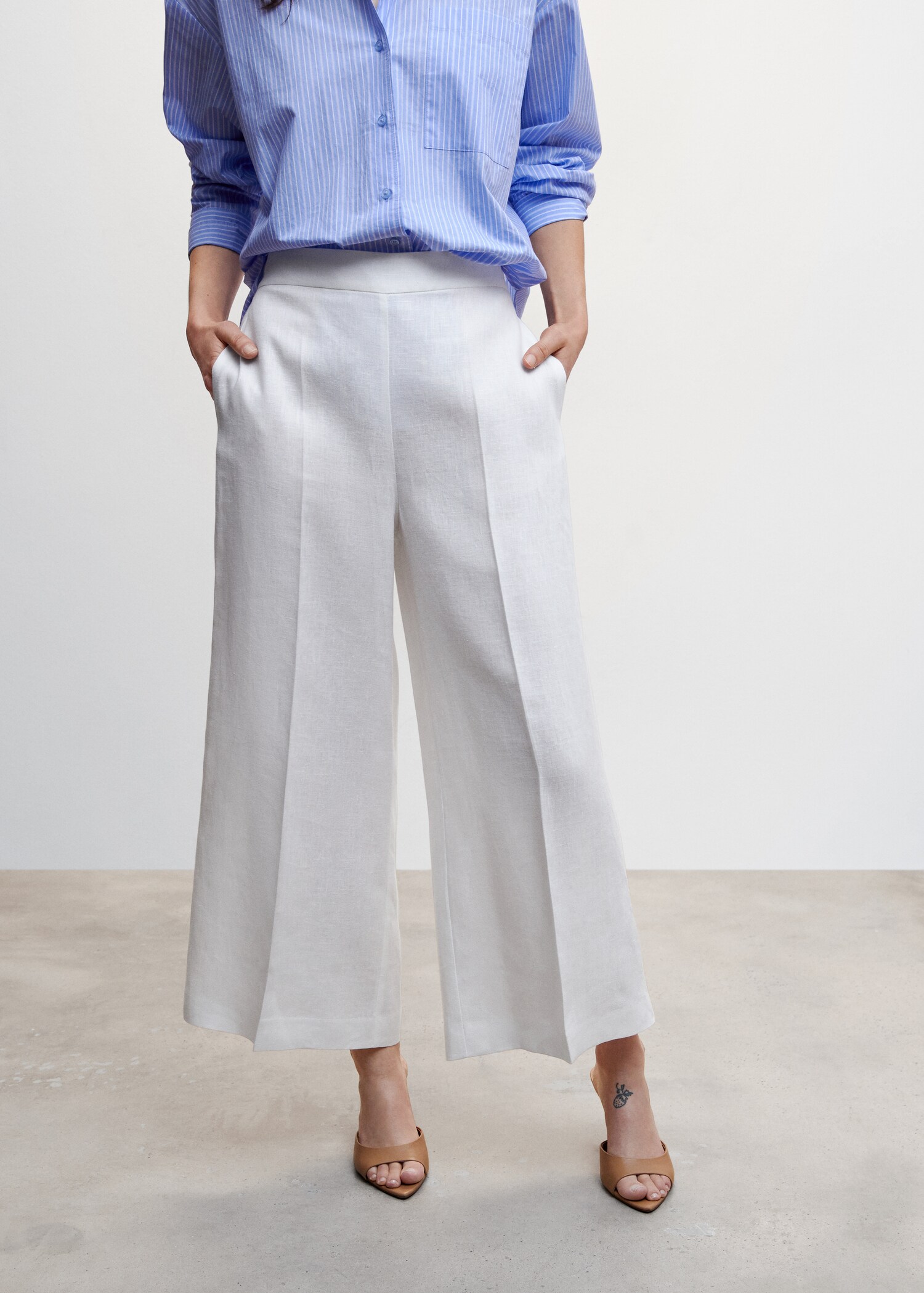 100% linen culotte pants  - Medium plane