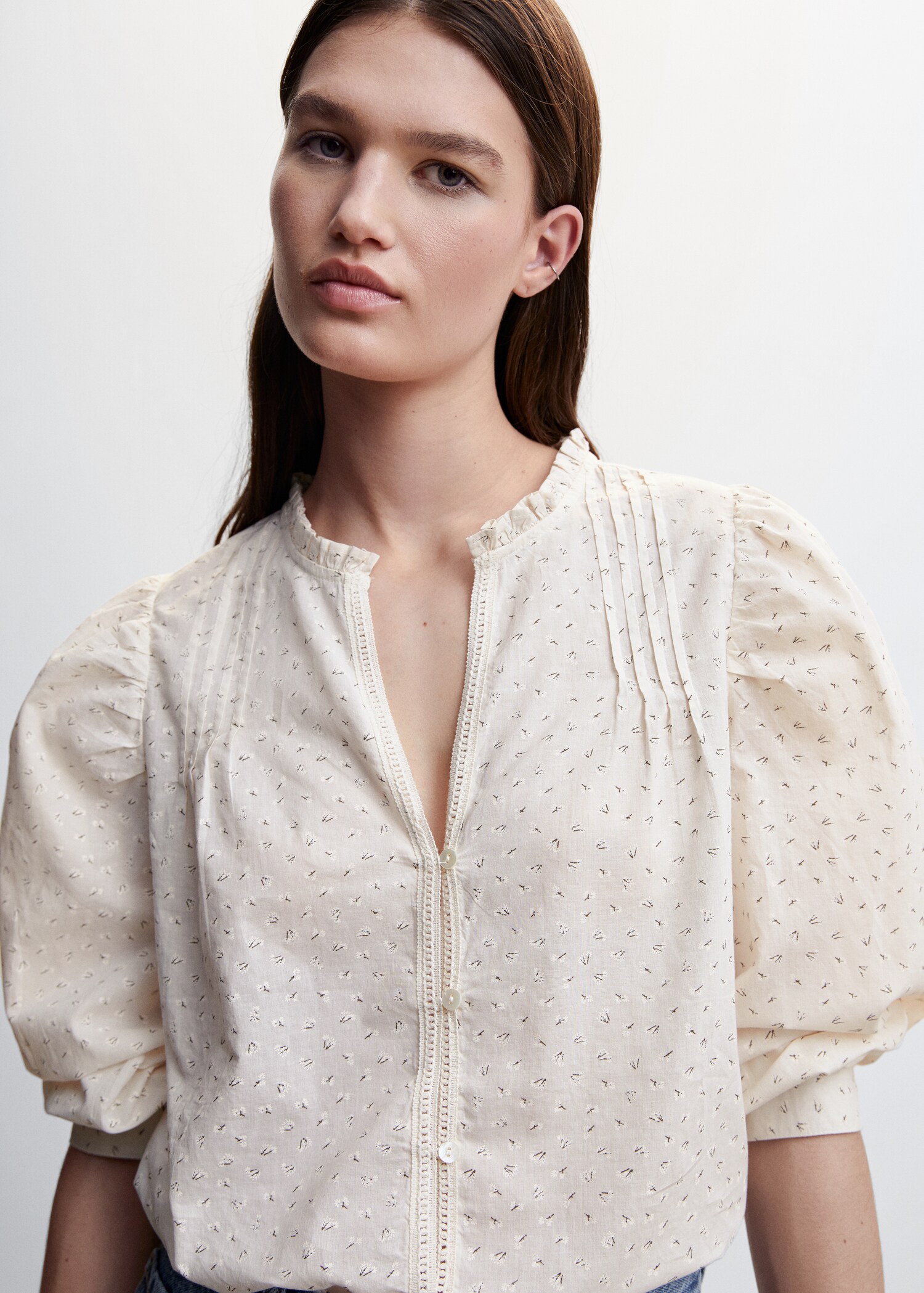 Blusa floral manga abullonada - Detalle del artículo 1