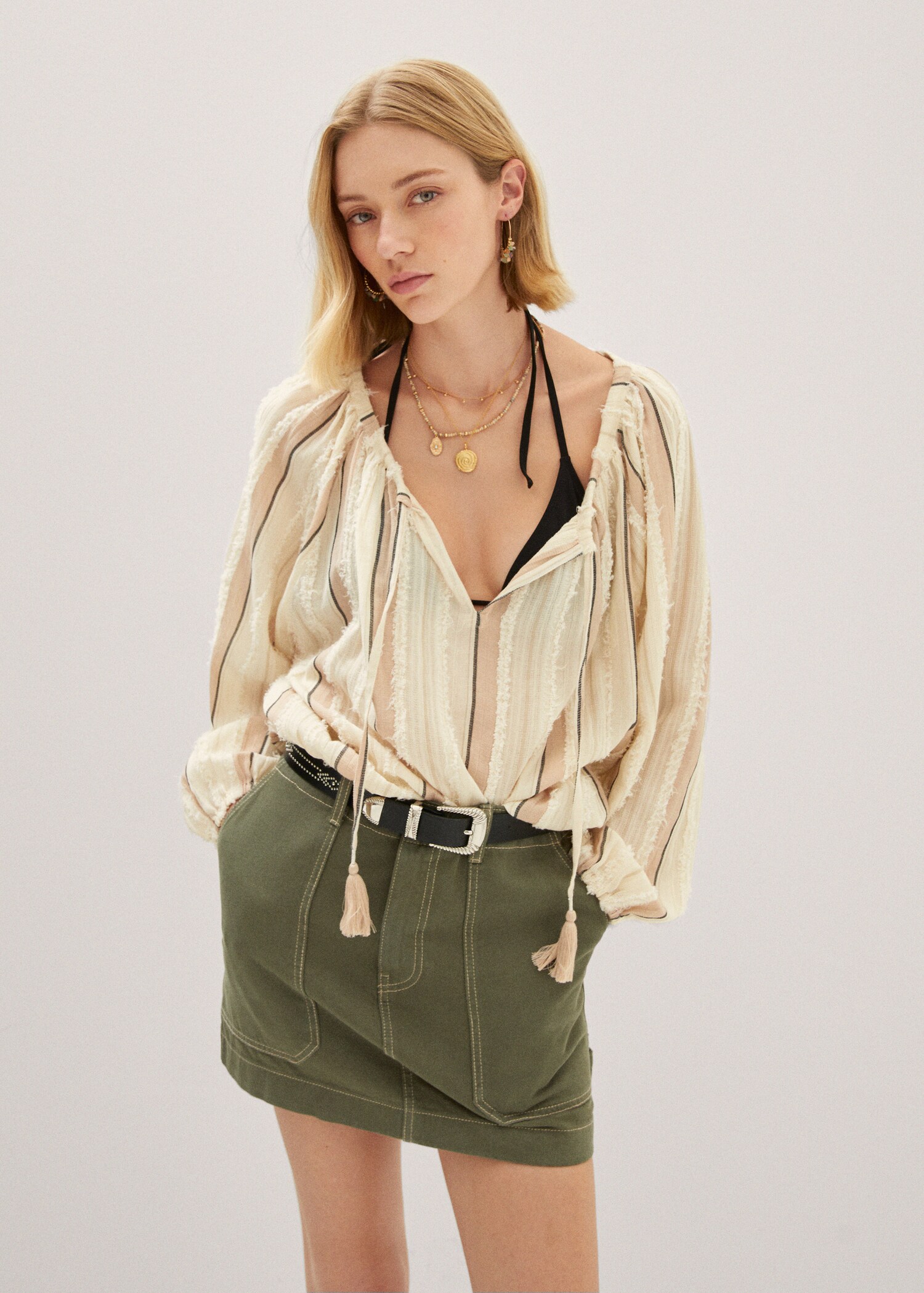 Stripe texture blouse - Medium plane