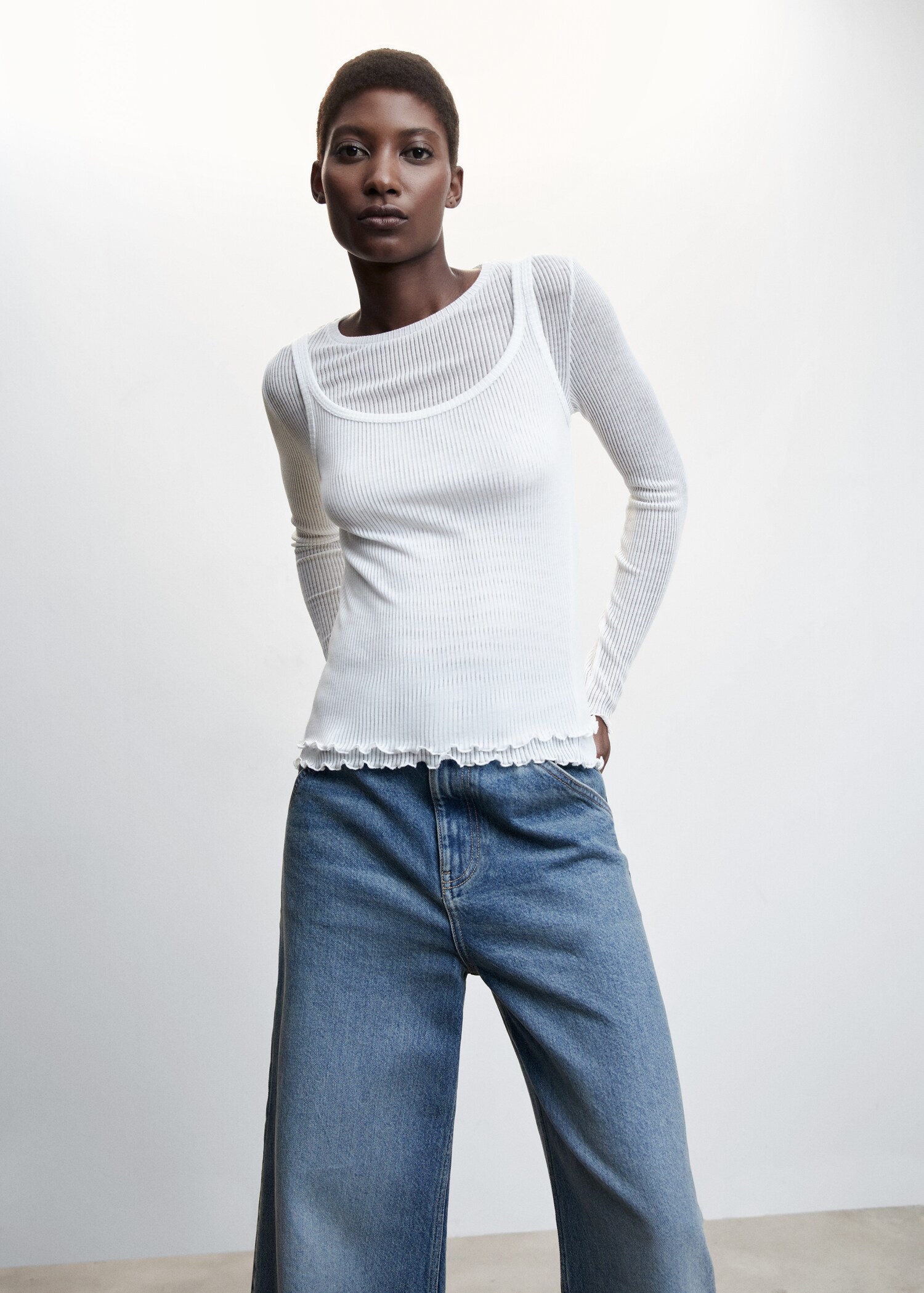 T-shirt combiné top - Plan moyen