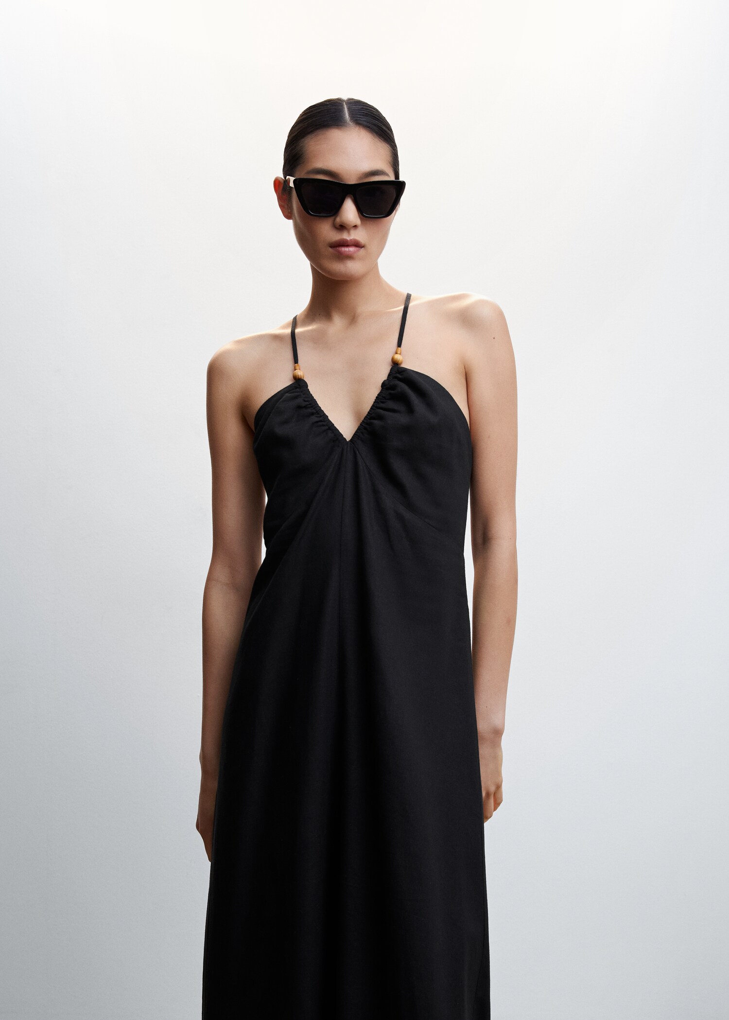 Linen cross-back dress - Medium plane