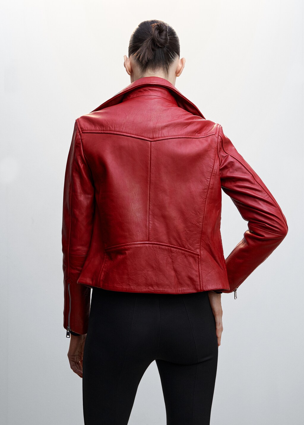 Mango red biker jacket best sale