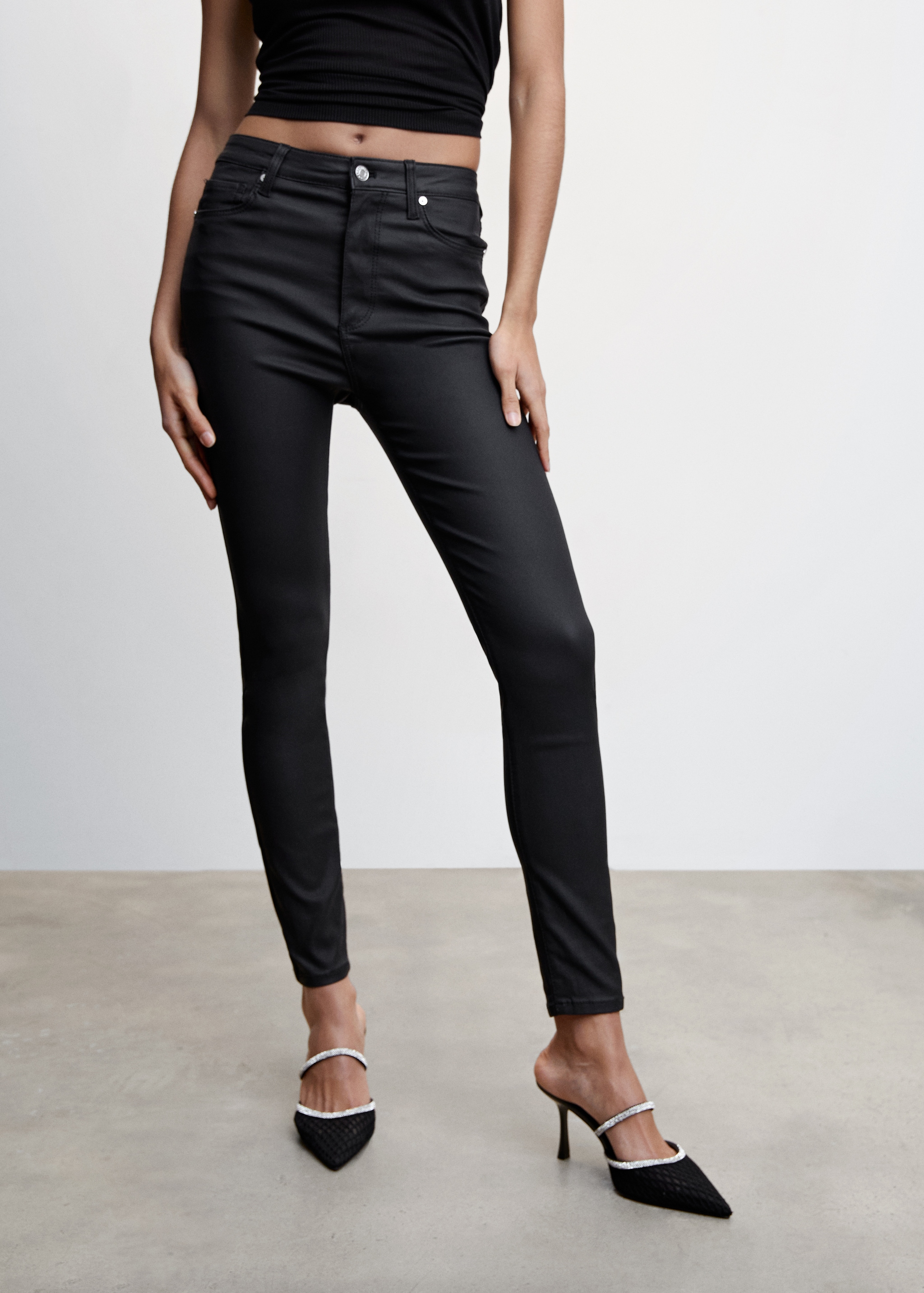 Pantalon Skinny Jeans Enduit Noir Femme Enduit Jean Noir Skinny