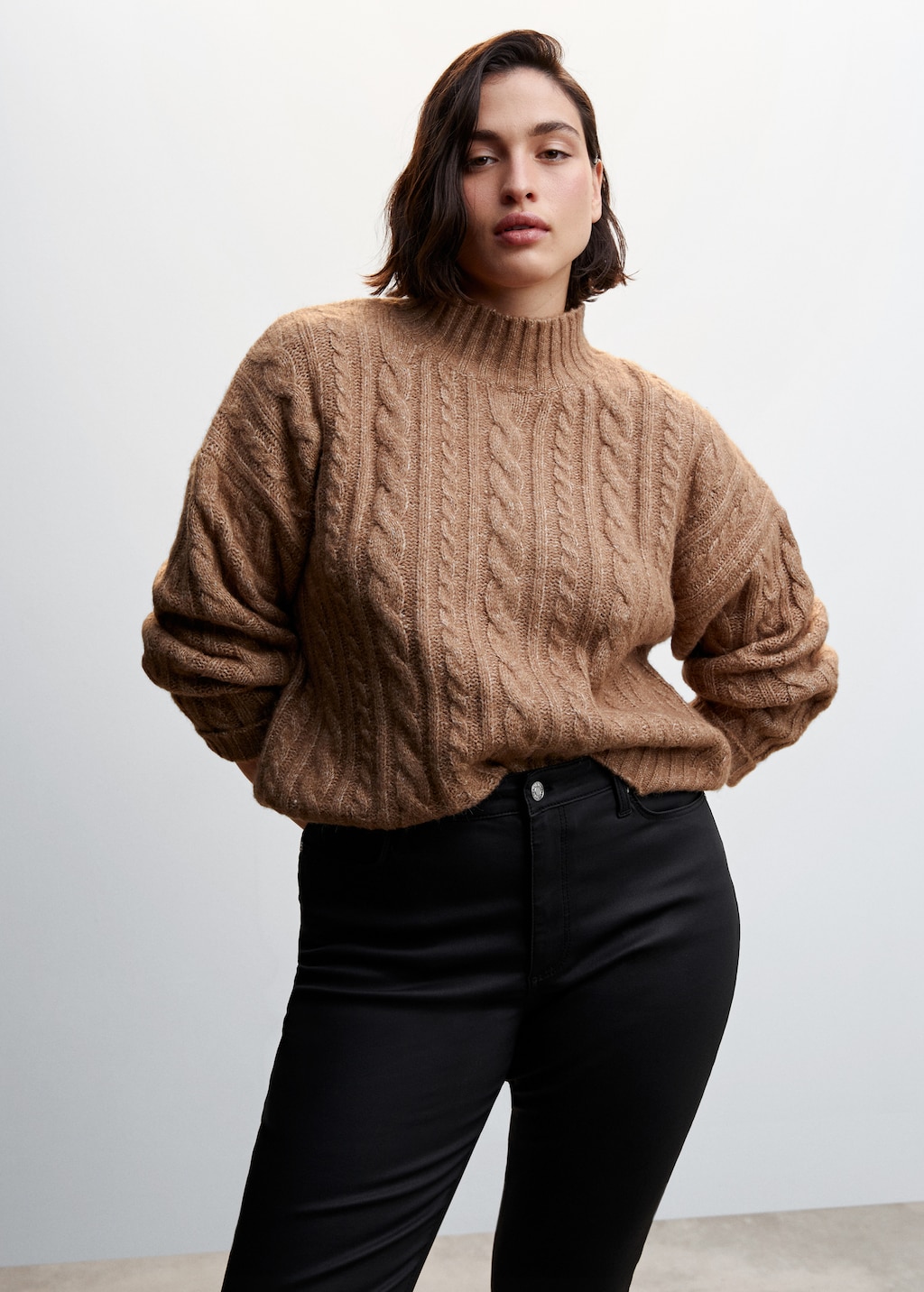 Waxed high-rise skinny jeans