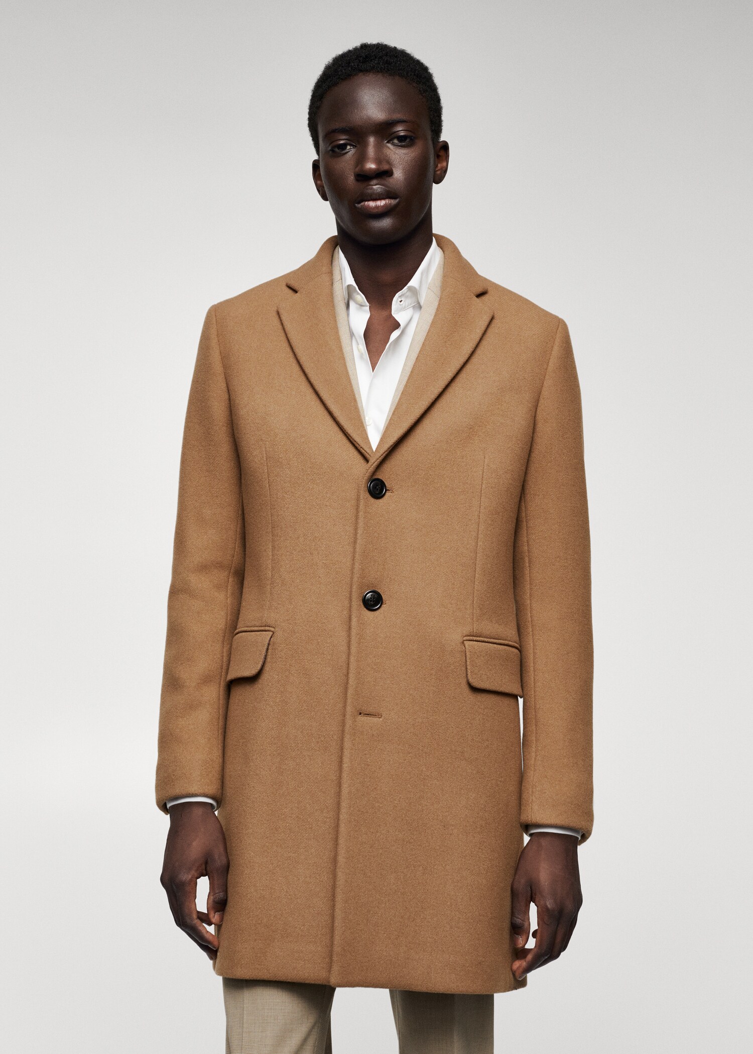 Manteau long laine recyclée - Plan moyen