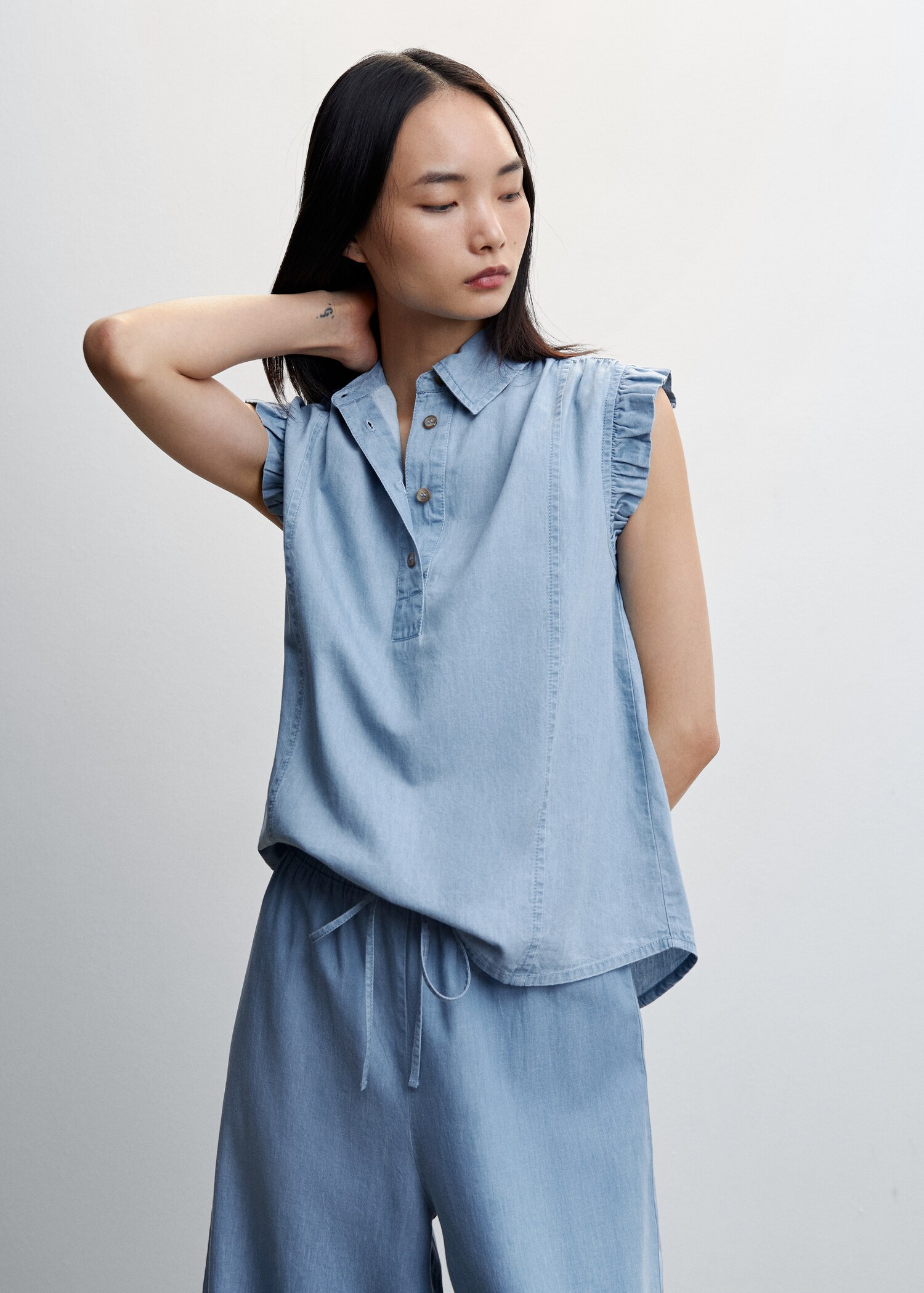 Pantalon style jupe-culotte coton Tencel - Détail de l'article 1