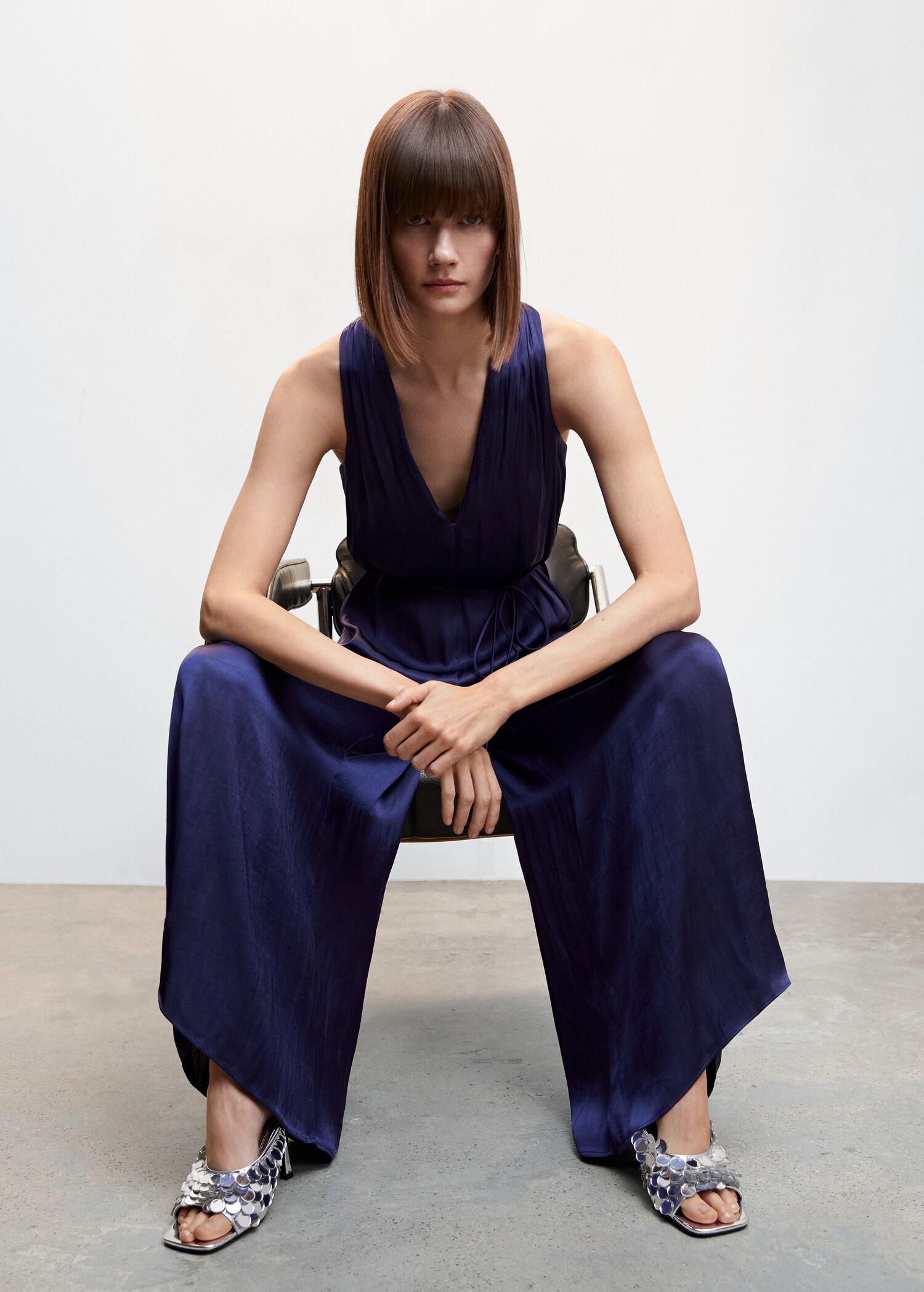 Satin cross-back jumpsuit  - Details of the article 2