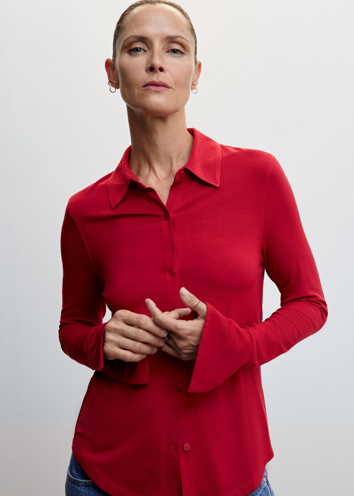 Chemise fluide à boutons - Plan moyen