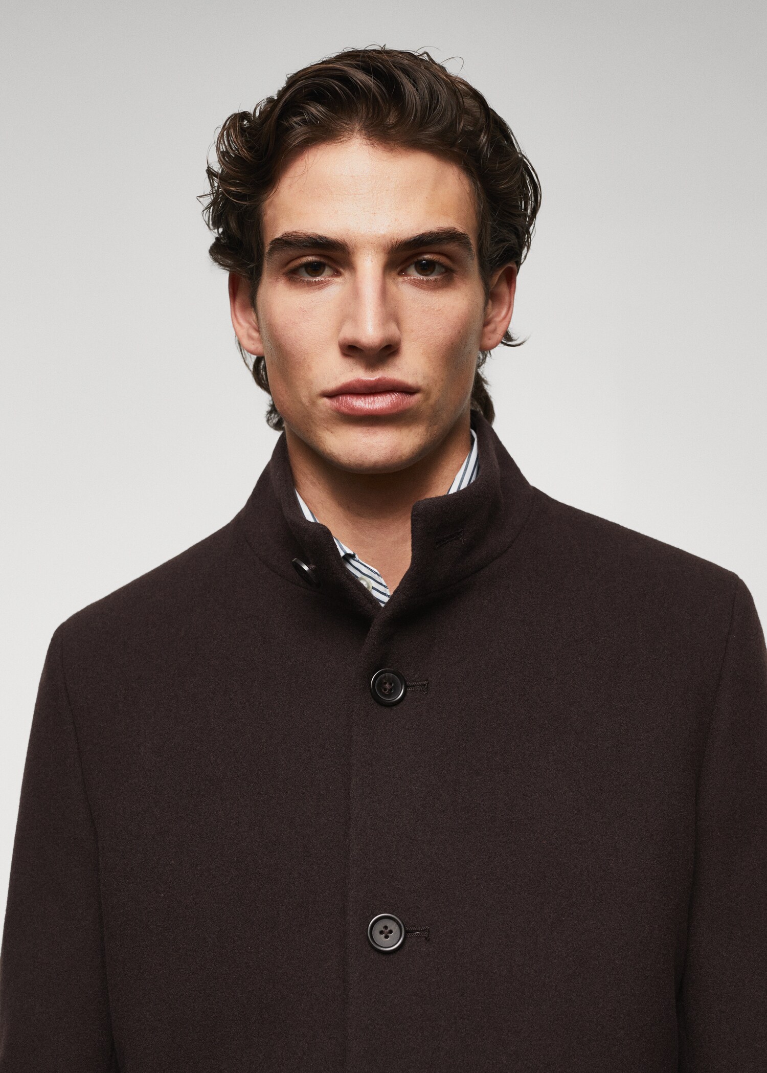 Wool funnel neck coat - Details of the article 1