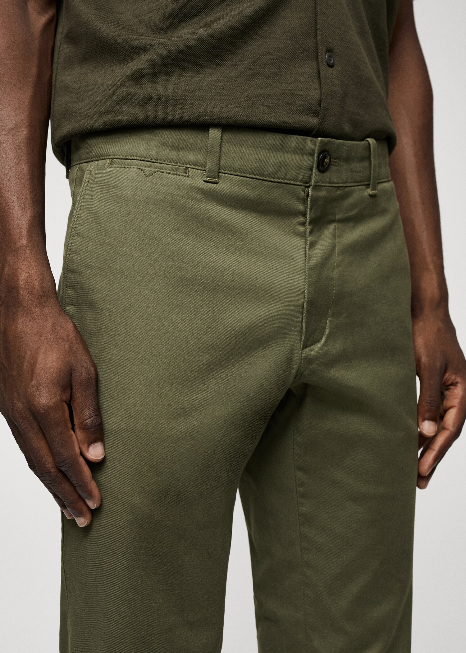 Slim fit serge chino trousers - Details of the article 1
