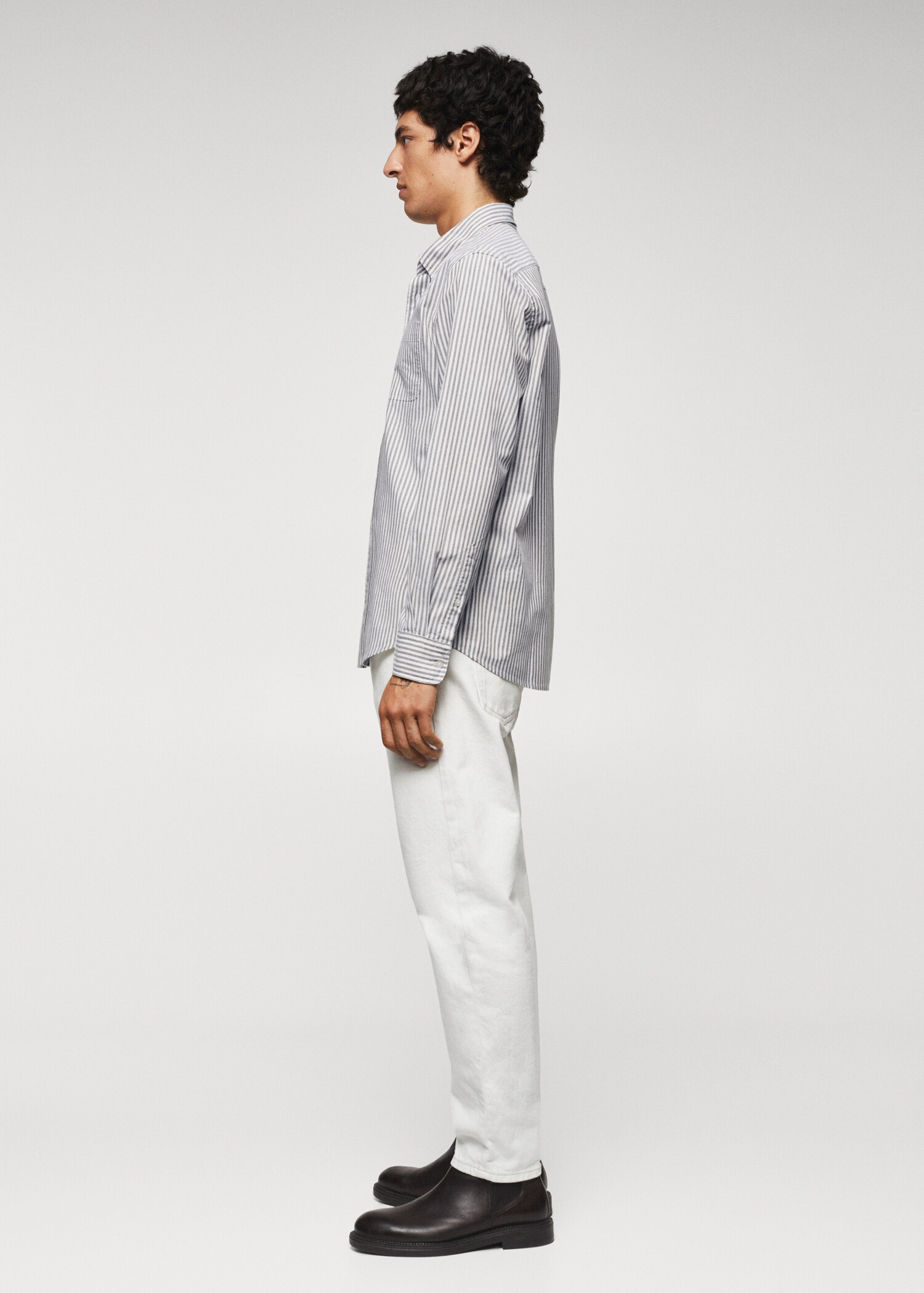Camisa regular fit de algodão às riscas - Pormenor do artigo 6