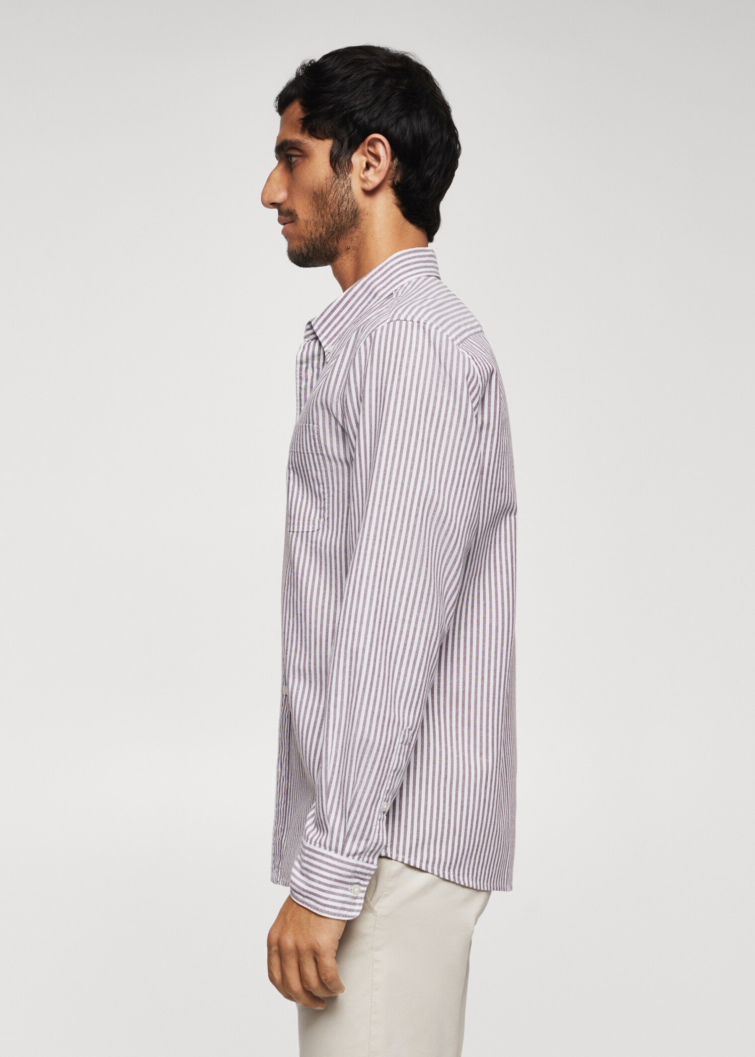 Camisa regular fit de algodão às riscas - Pormenor do artigo 6