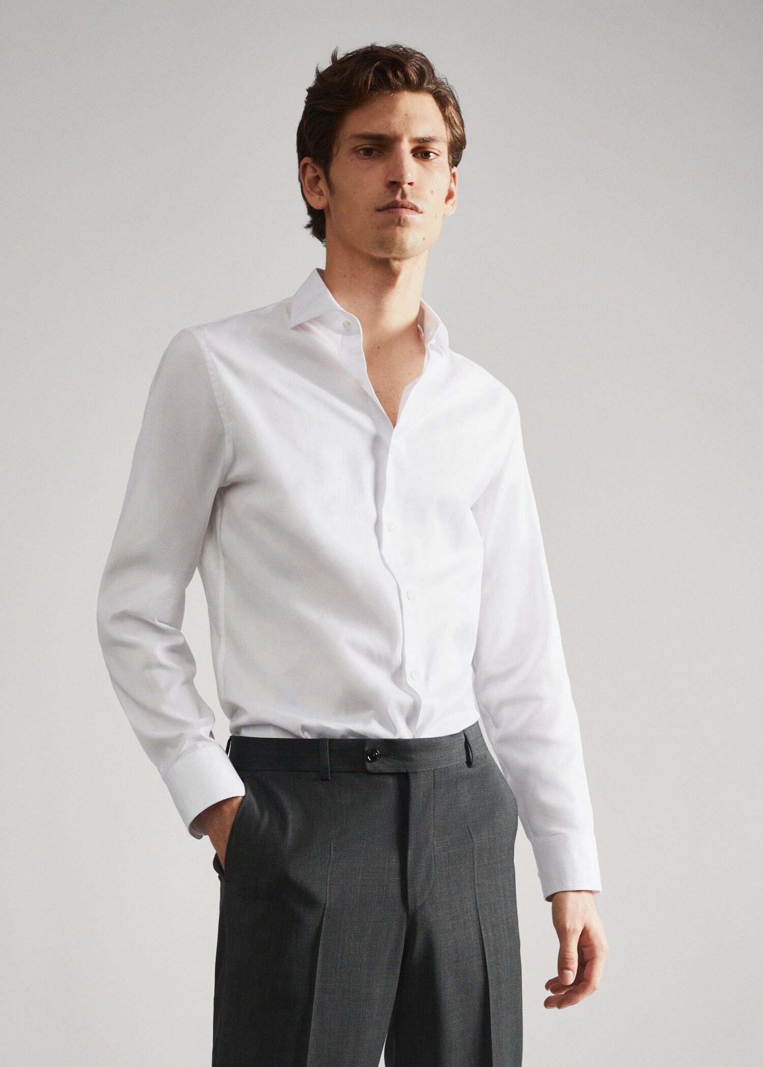 Camisa traje slim fit algodón - Plano medio