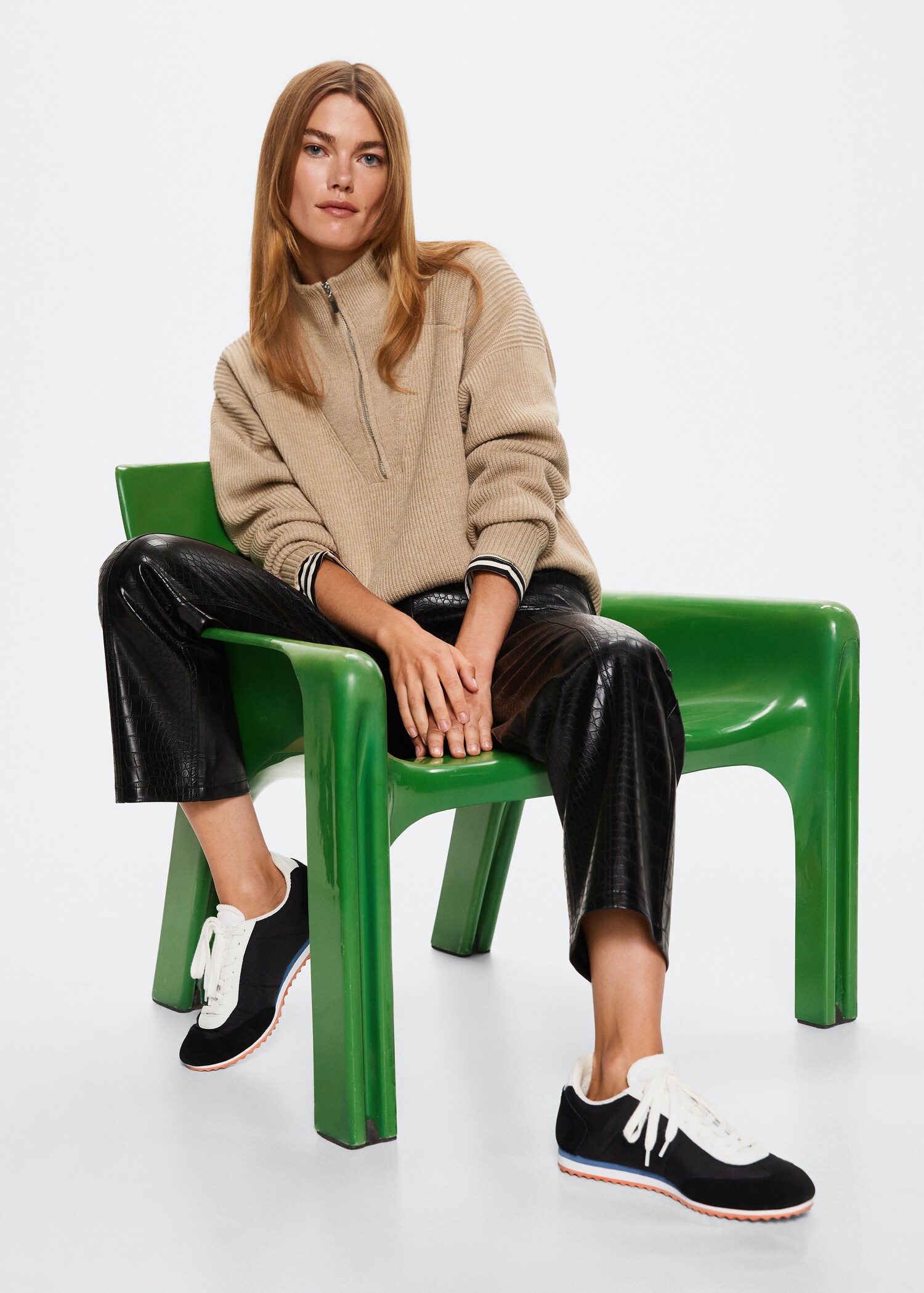 High neck sweater with zip - Details of the article 1