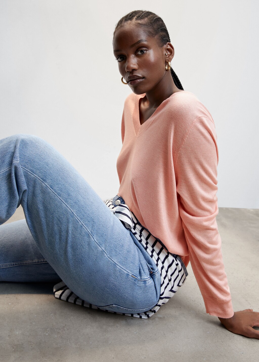 Pull over maille fine col V