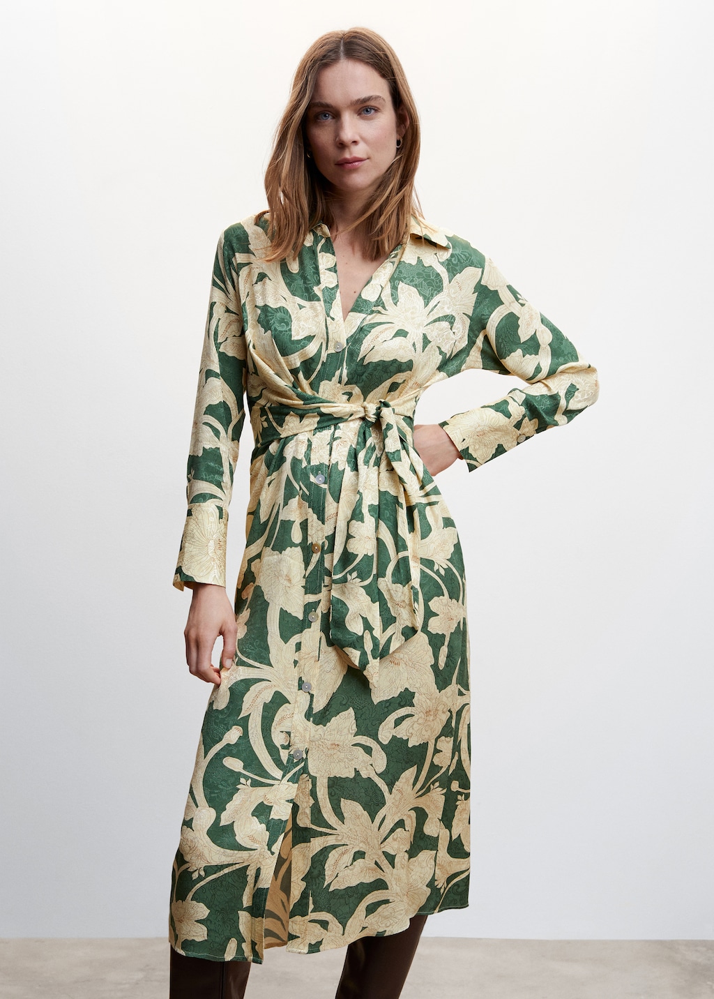 Floral jacquard dress Women MANGO Japan