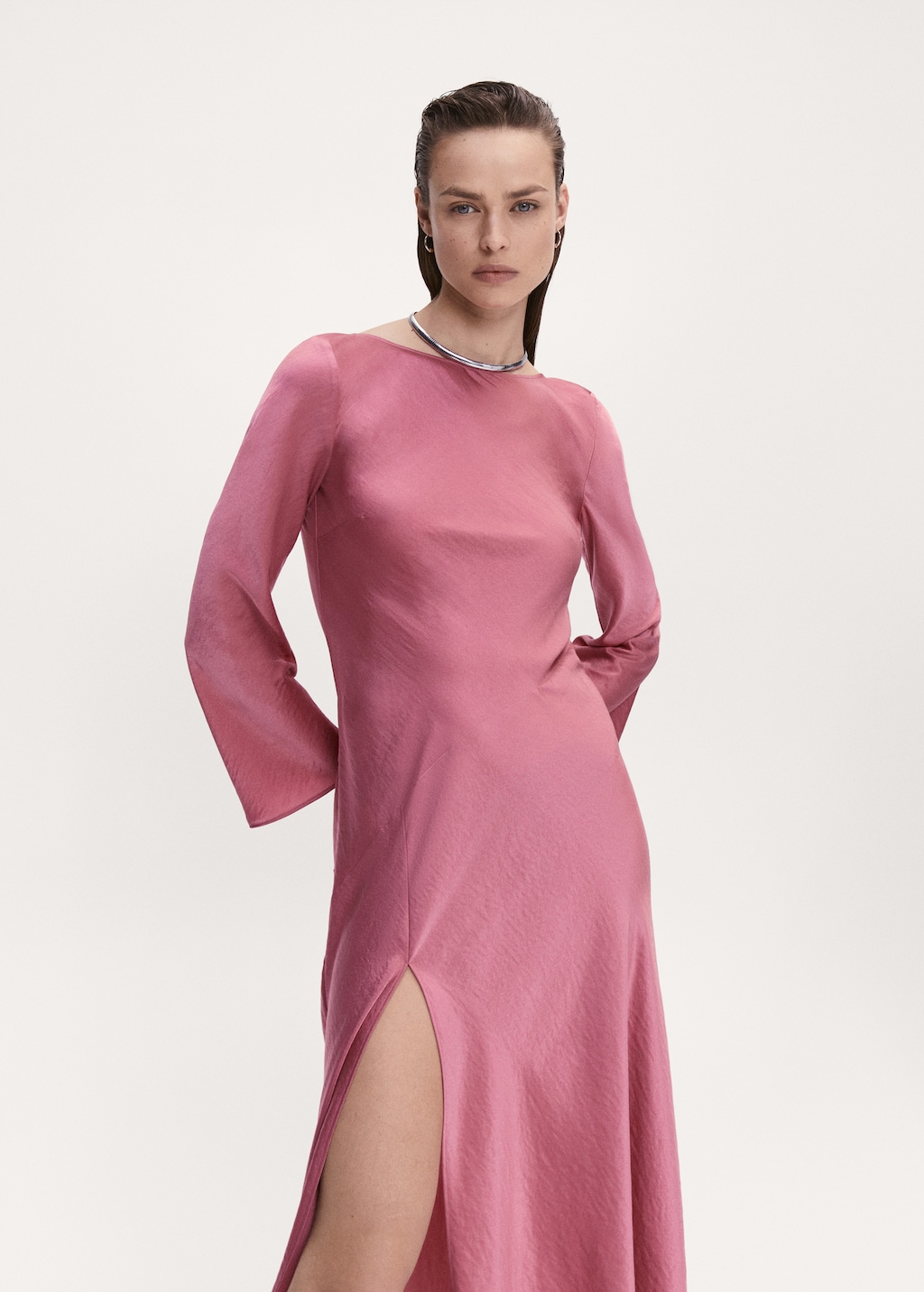 Side-slit satin dress - Women | MANGO China Side-slit satin dress - Women | MANGO China