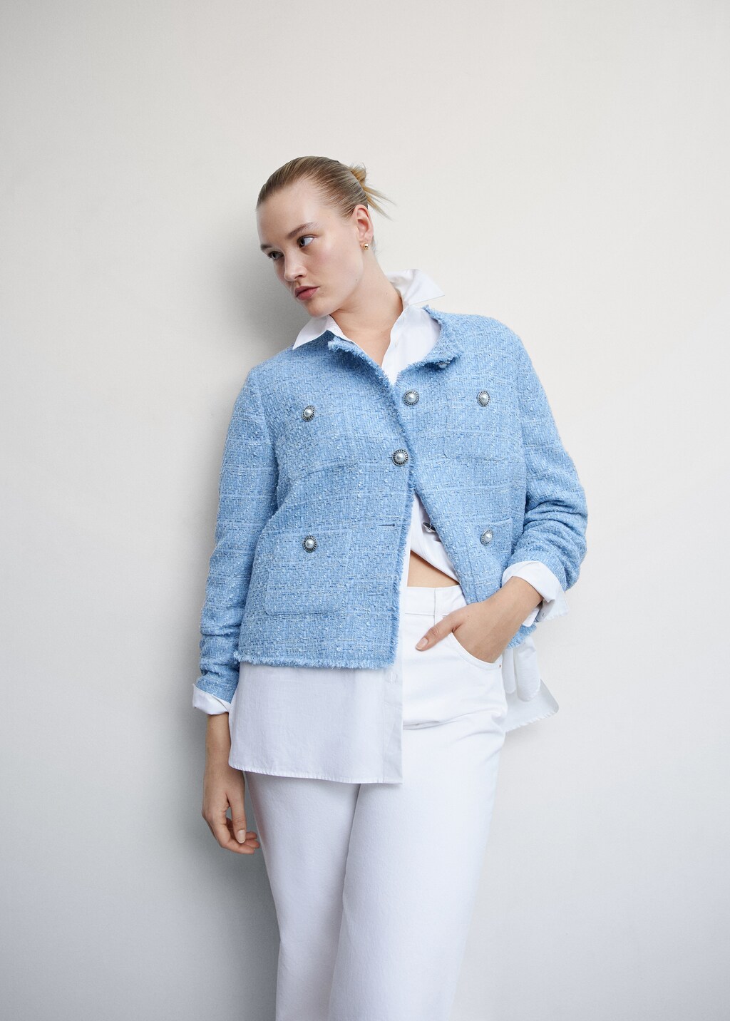 ジャケット ETMON Puff Tweed Jacket, Light Blue MUSINSA | ETMON Puff Tweed Jacket, Light Blue