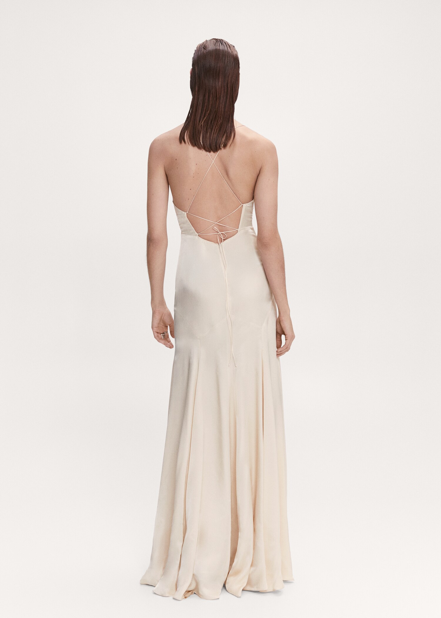 Vestido satinado espalda cruzada - Reverso del artículo