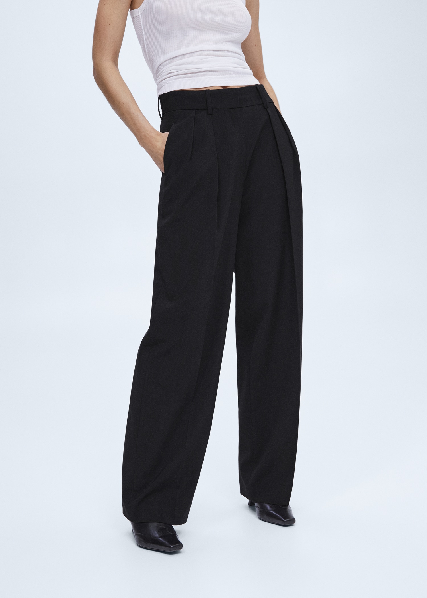 Wideleg pleated pants - Medium plane