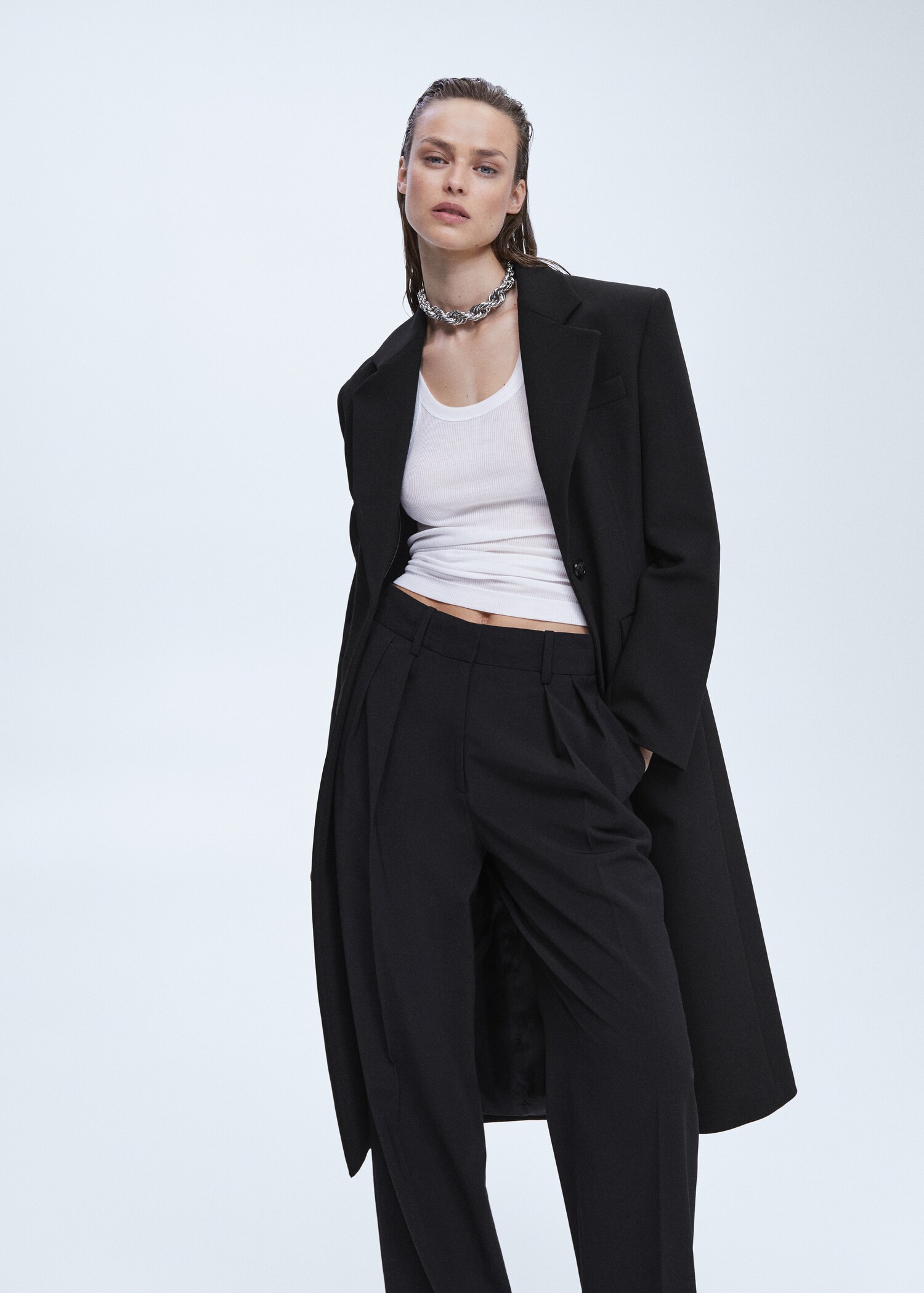 Wideleg pleated pants - Details of the article 1