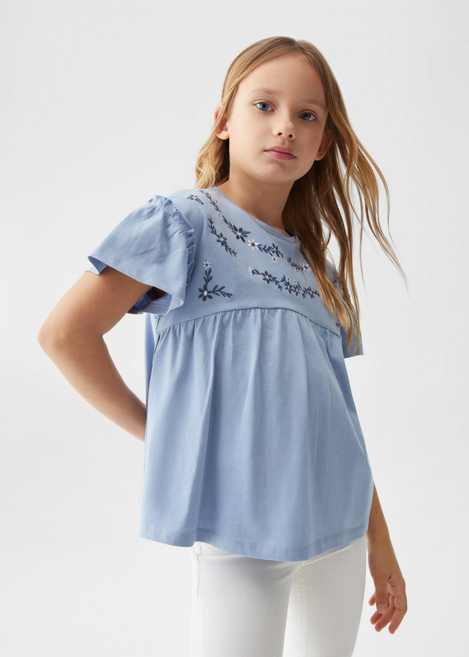 Embroidered flowers T-shirt - Medium plane