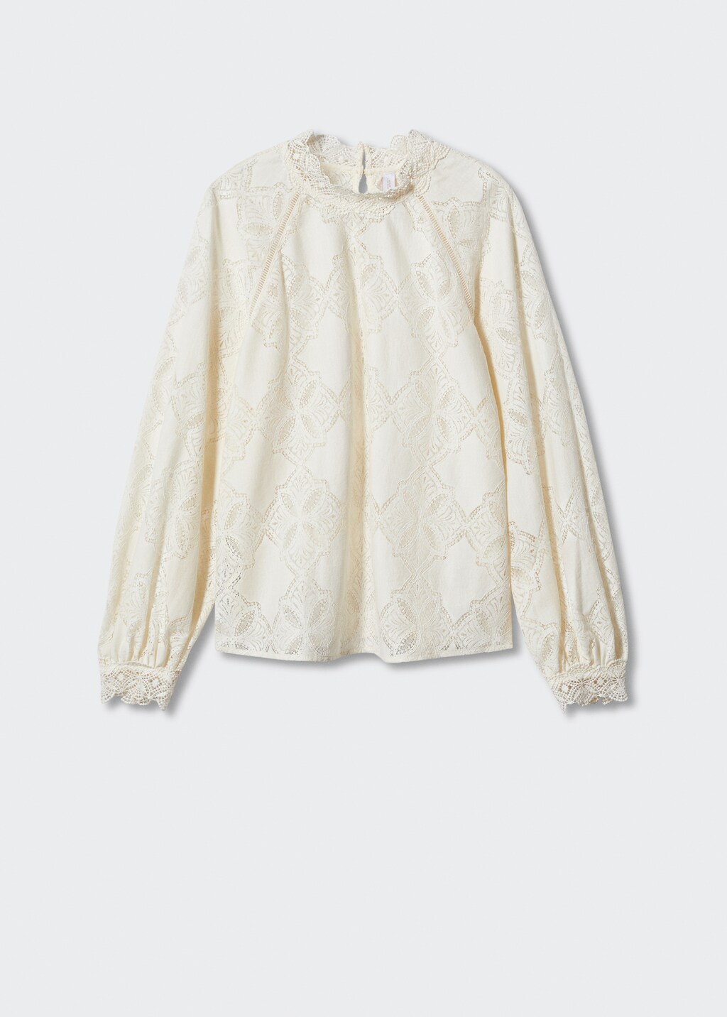 Blouse dentelle manches bouffantes