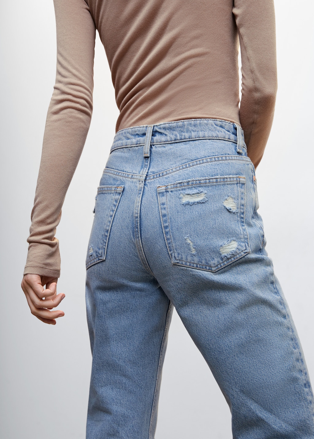 Jean droit taille haute dechire Femme MANGO Niger