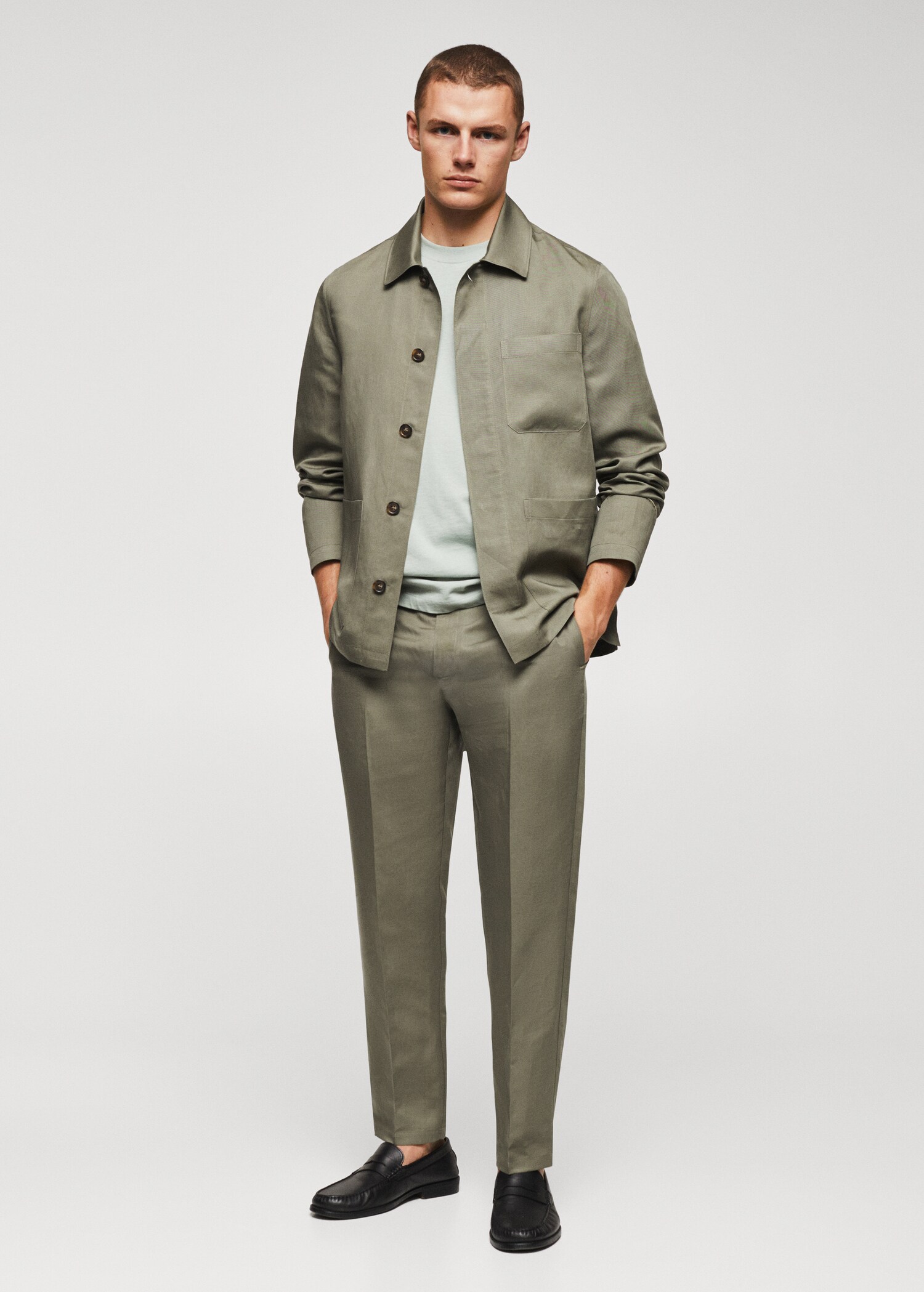 Slim-fit lyocell linen pants - Details of the article 6