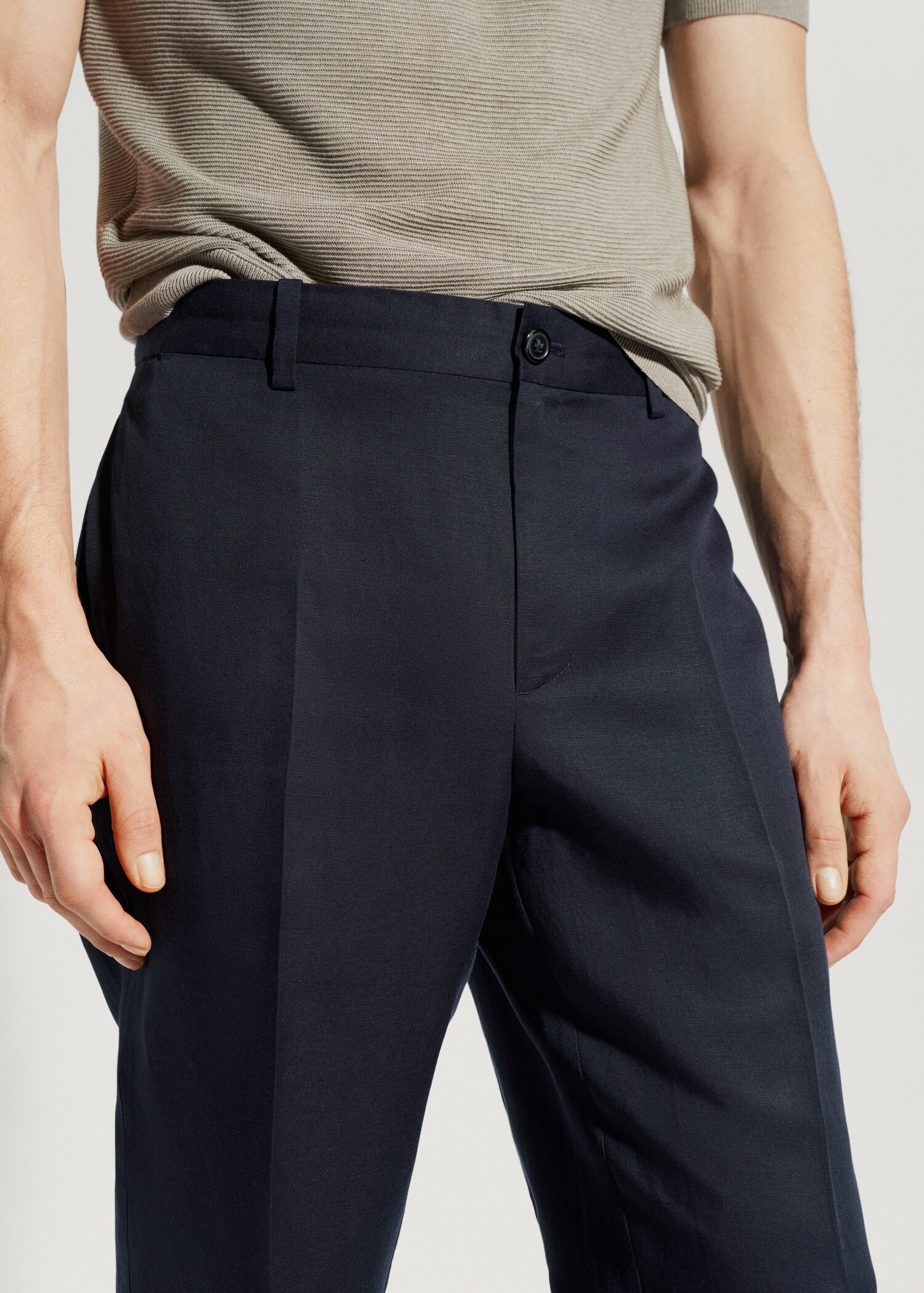 Slim Fit-Hose aus Lyocell mit Leinen - Detail des Artikels 1